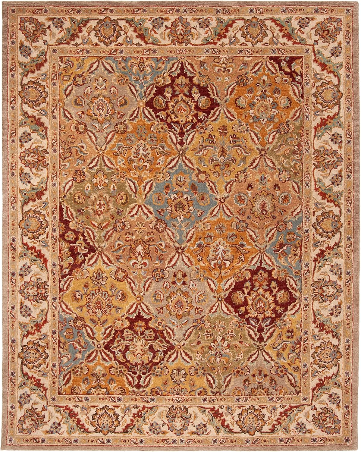 SAFAVIEH Classic Collection – Alfombra de área de 8 pies 3 pulgadas x 11 pies, multicolor y marfil, hecha a mano, lana oriental tradicional, ideal