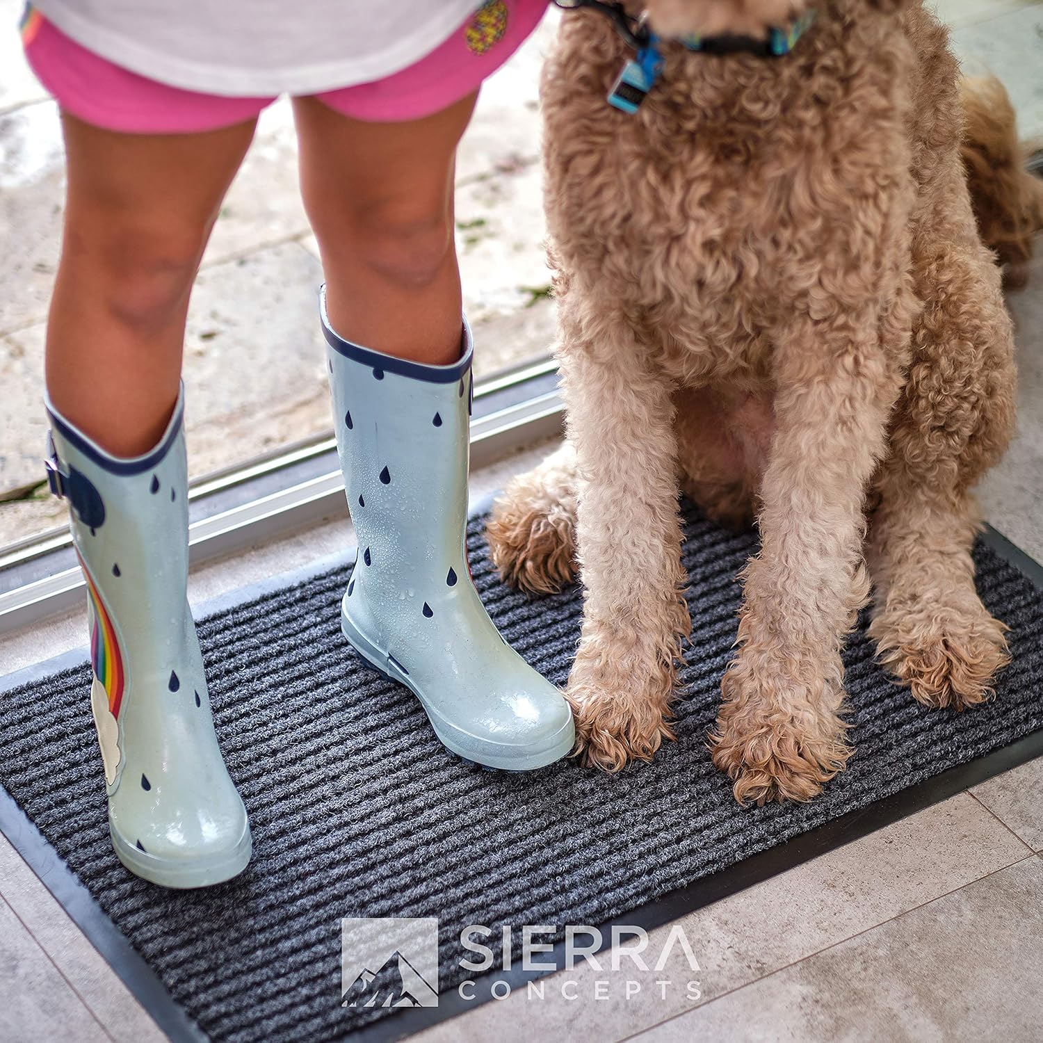 2-Pack Front Door Mat – Large 36 x 24 Welcome Indoor Outdoor Entryway Mats for Shoe Scraper, Ideal for Inside Outside High Traffic Area, Gray