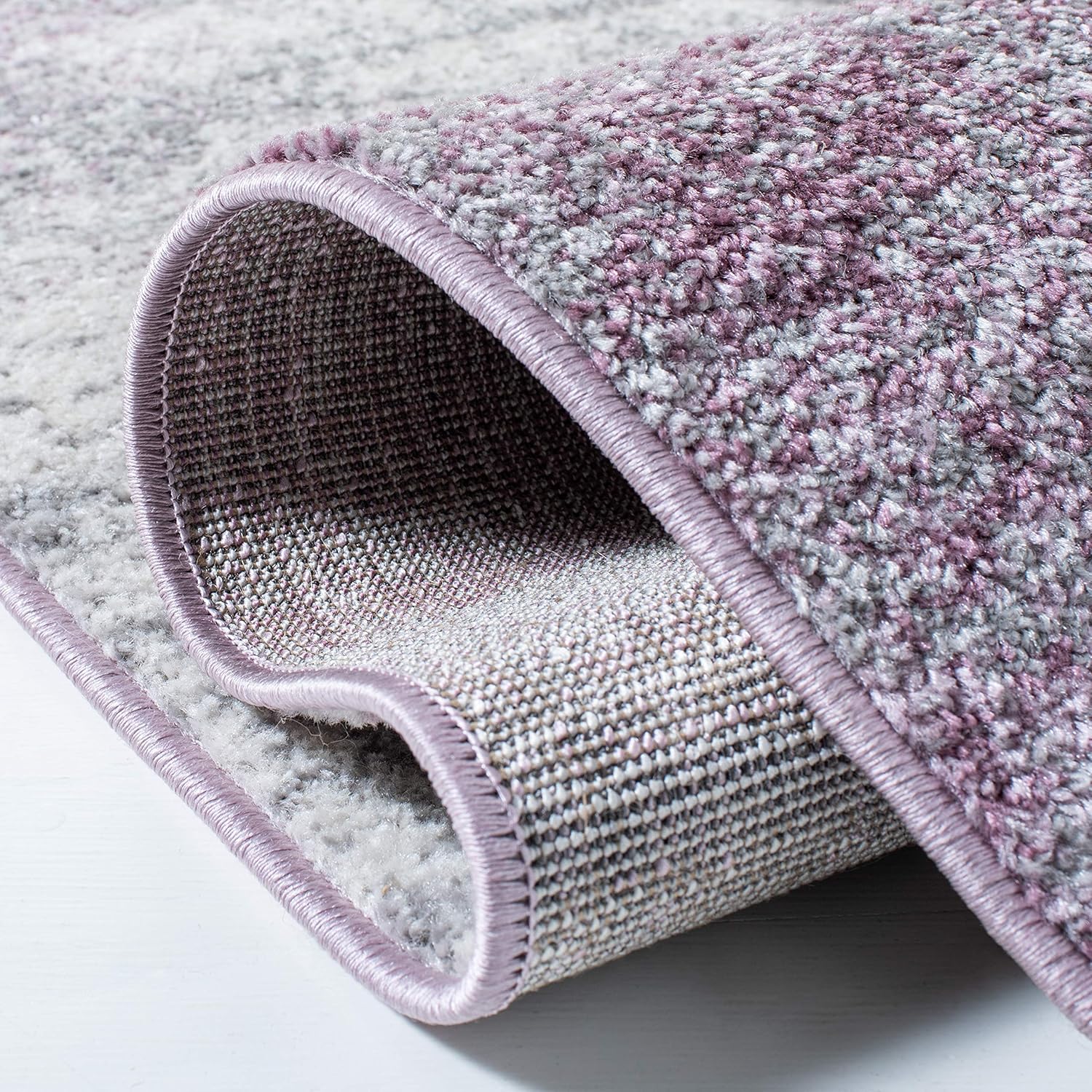 SAFAVIEH, colección Adirondack – Alfombra decorativa de 4 x 6 pies, grismorada, abstracta, moderna, no desprende pelo, de fácil cuidado, para zonas