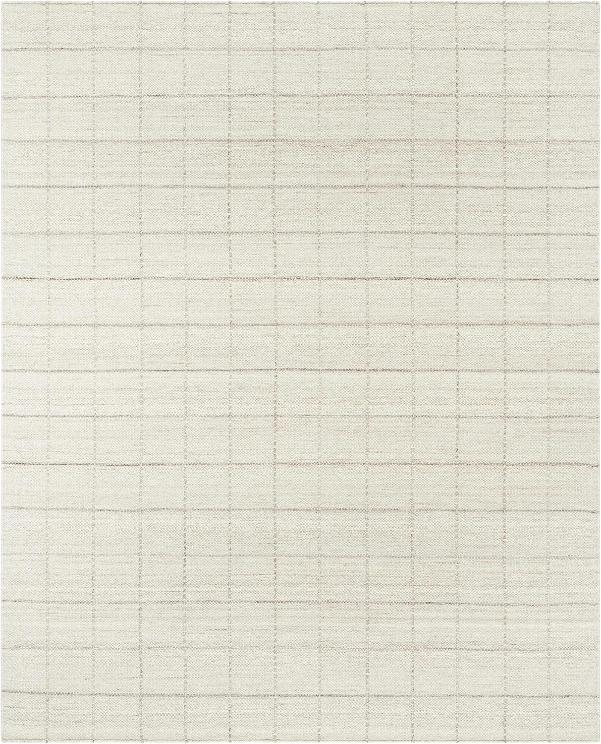 Hauteloom Nissa – Alfombra de lana para sala de estar, dormitorio, cuadrados, geométricos, cuadrados, color gris, 5 x 7 pies 6 pulgadas