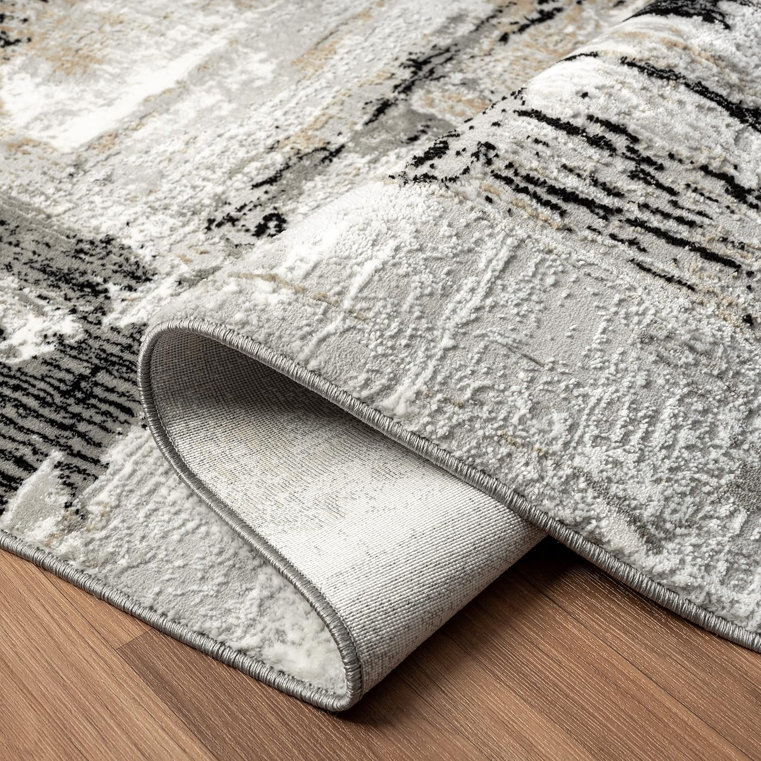 LUXE WEAVERS Camellia Collection 1660 – Alfombra abstracta envejecida gris de 5 x 7 pulgadas