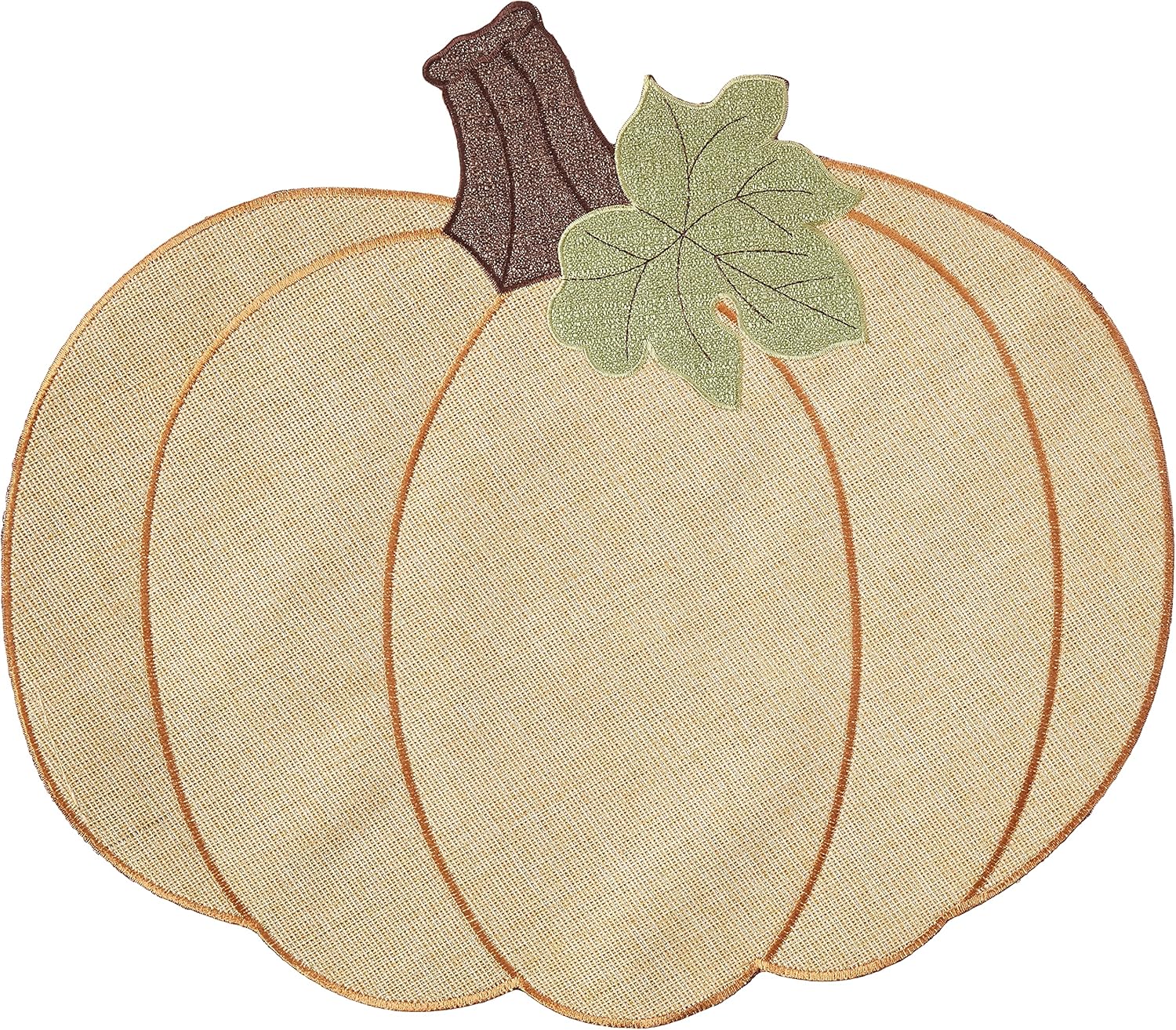 Violet Linen Juego de 4 manteles individuales bordados de poliéster con diseño de calabaza de otoño y cosecha de Acción de Gracias, 12 x 18