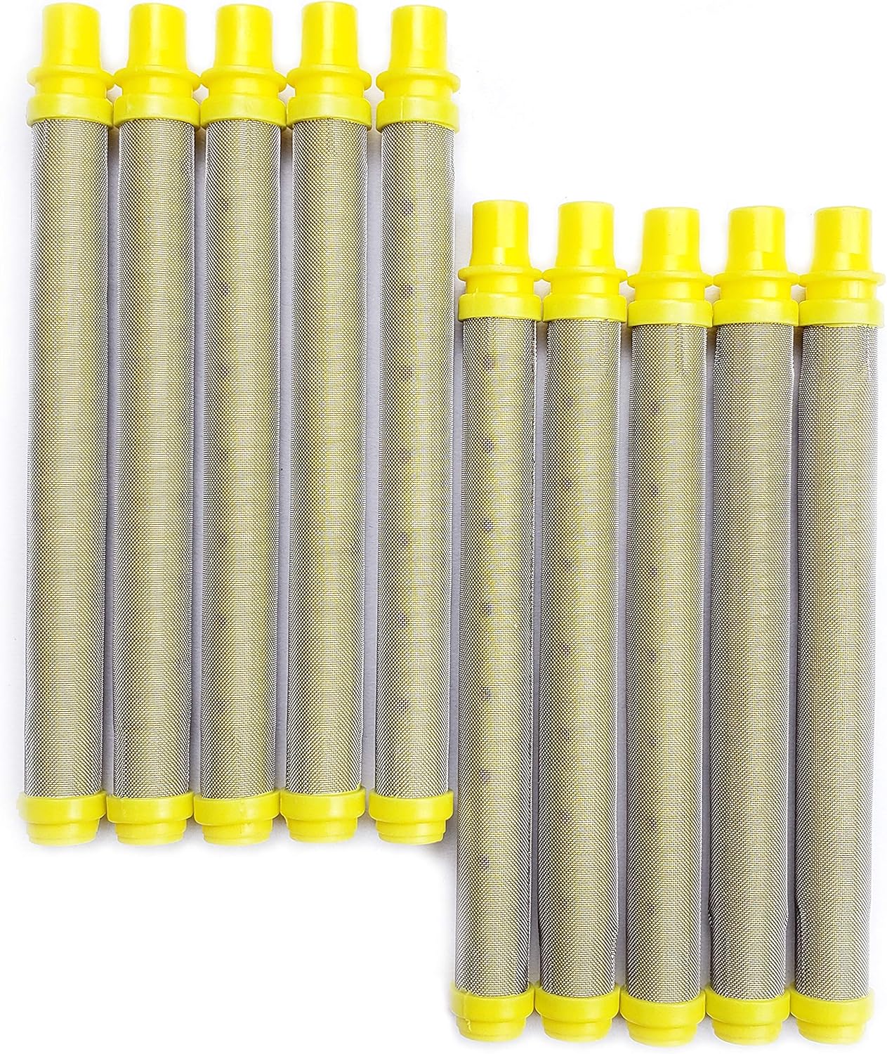 10 piezas de repuesto de filtro de pistola rociadora sin aire TitanSpraytechWagner – Tipo de empuje (amarillo, malla 100) 581-062 581062 89324