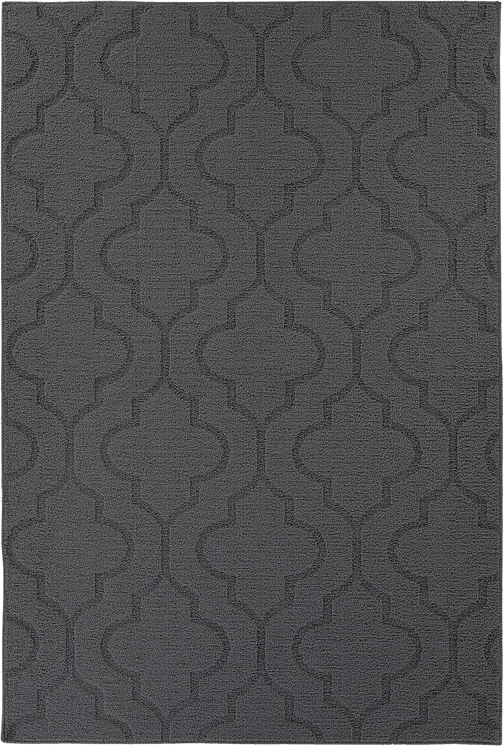 Garland Rug Brentwood – Alfombra doble de cuadrifolio para interiores y exteriores, 4 pies por 6 pies, color gris ceniza