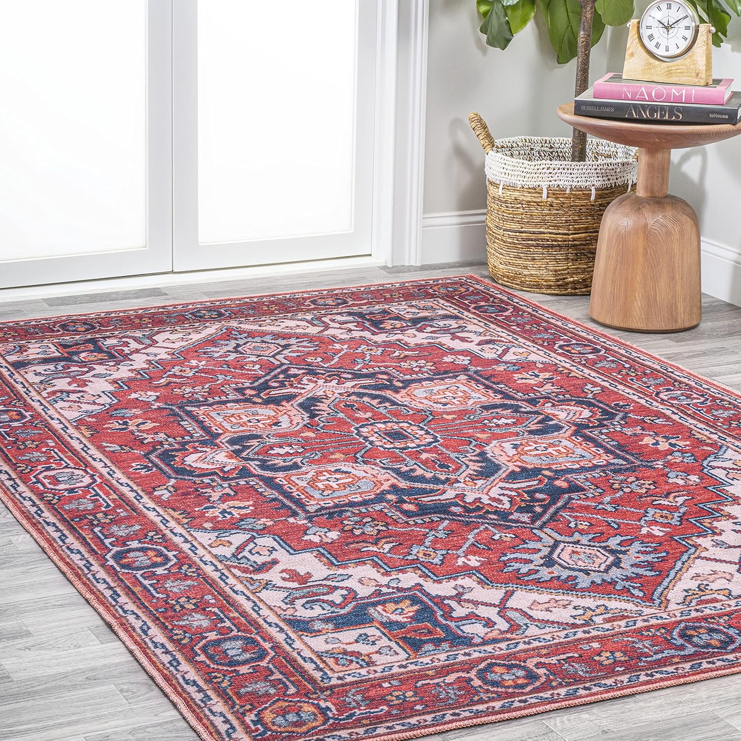 JONATHAN Y WSH105A-4 Cirali – Alfombra decorativa grande con medallón grande, lavable a máquina, estilo bohemio de transición, alto tráfico, cocina,
