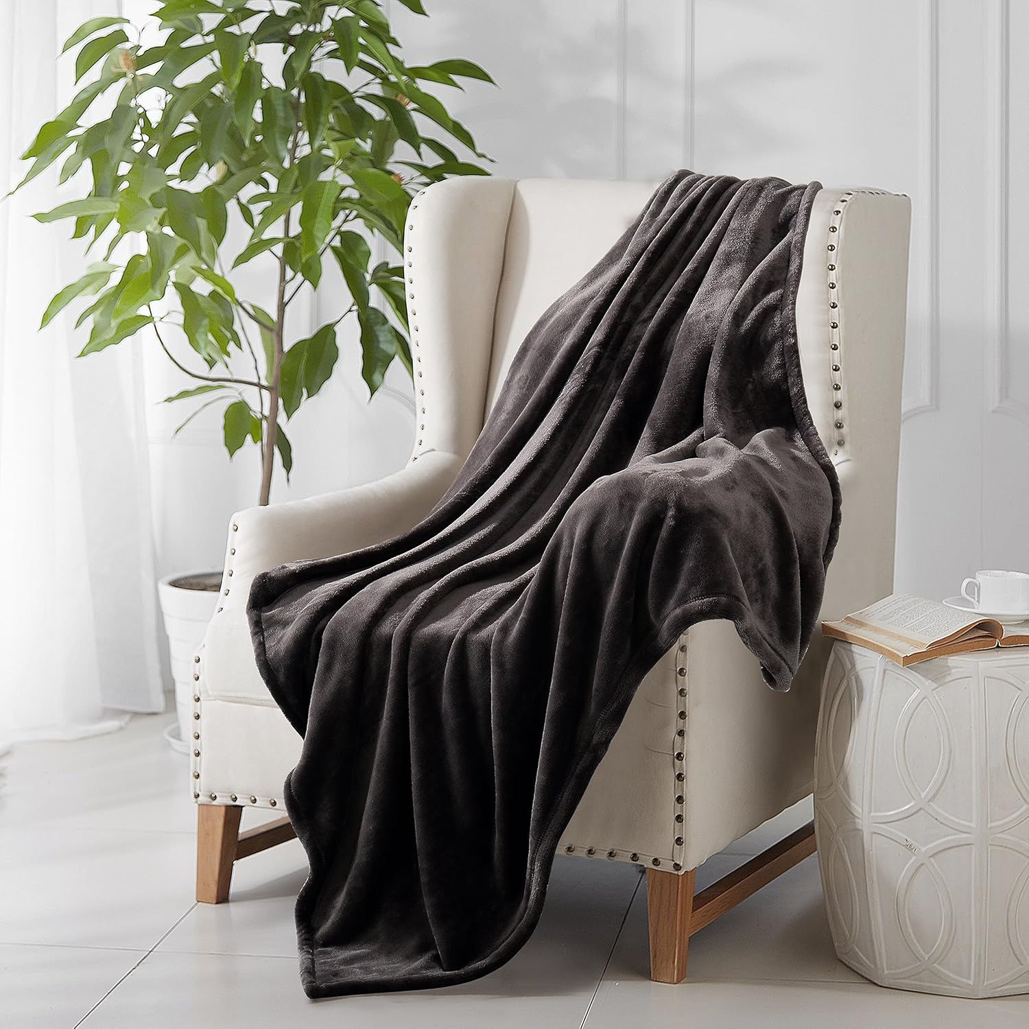 Reafort – Manta cálida de franela ultra suave aterciopelada de forro polar para sala o dormitorio