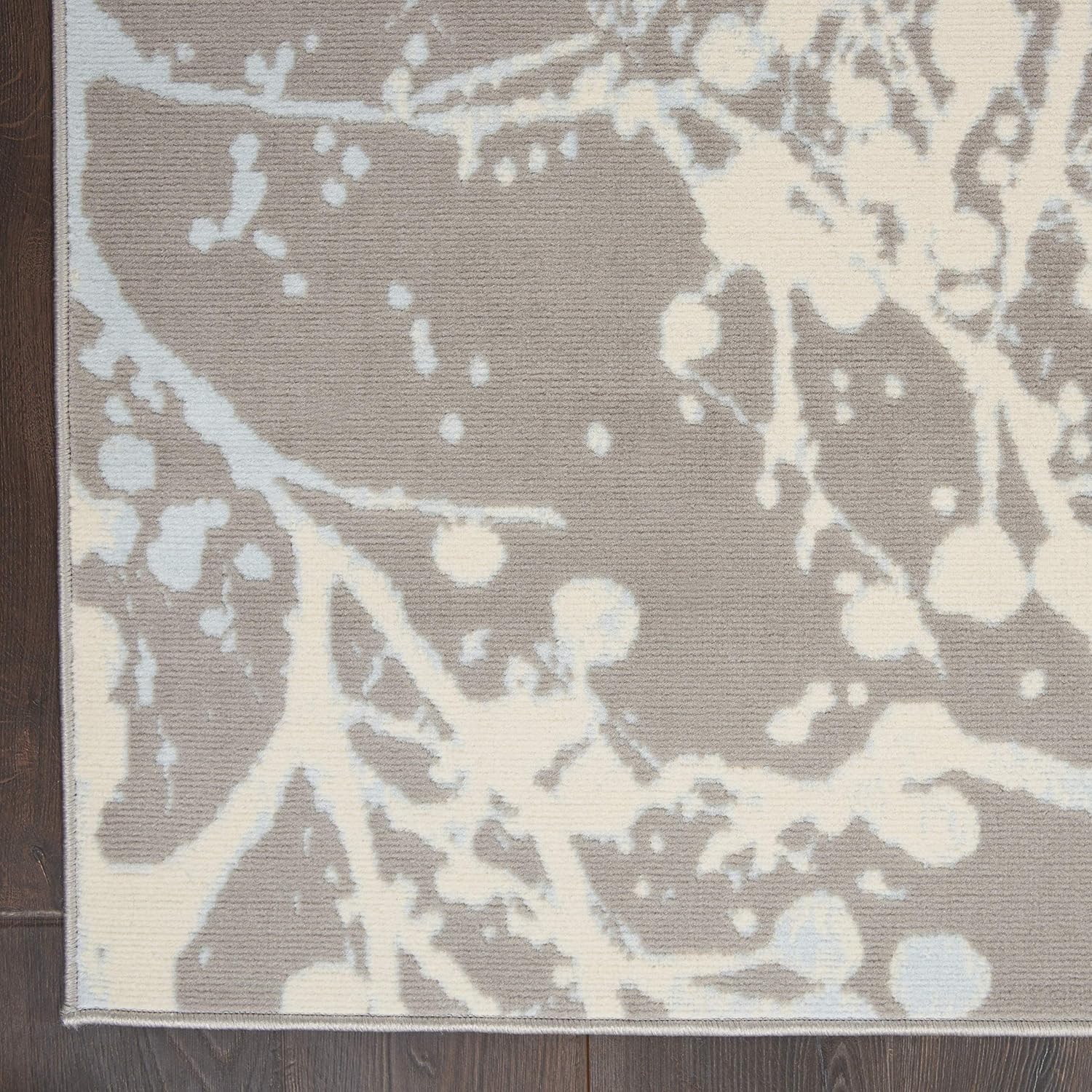 Nourison Jubilant – Alfombra gris abstracta de 4 x 6 pies, fácil de limpiar, no se desprende, dormitorio, sala de estar, comedor y cocina (4 x 6)