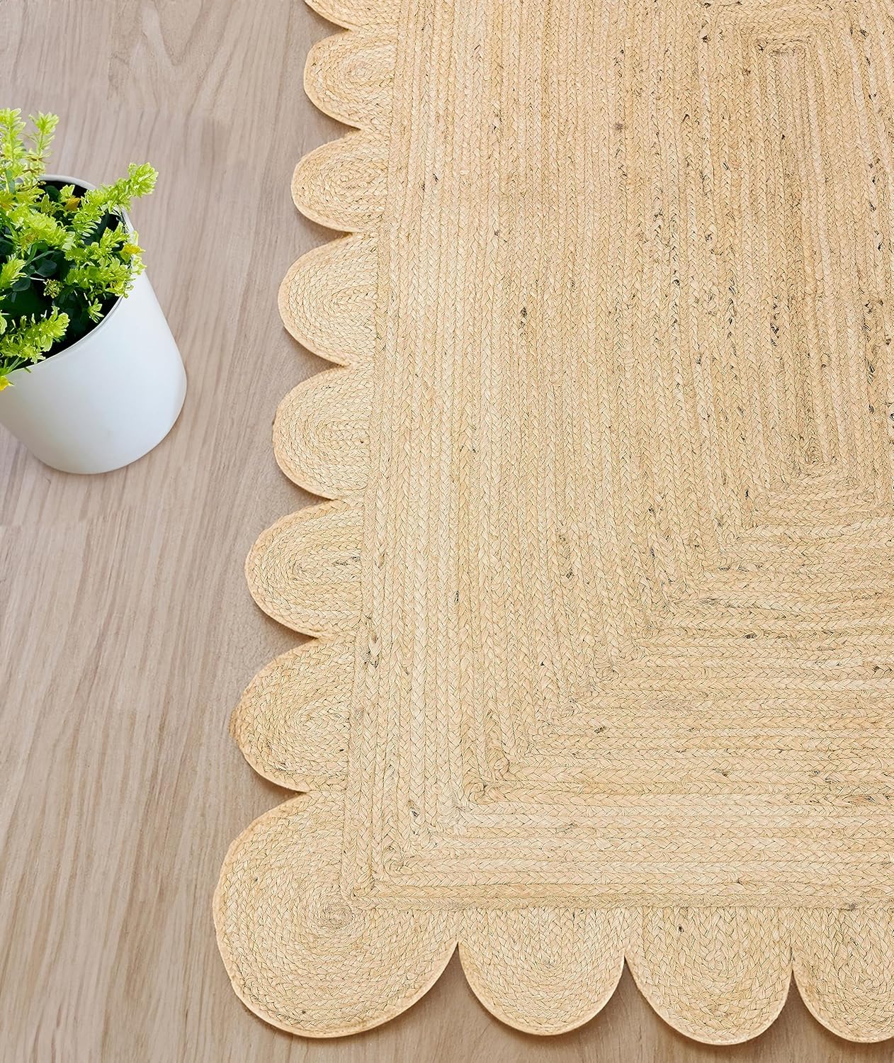 Alfombra de yute festoneado de 5 x 7 pulgadas, alfombra de baño bohemia natural de 2 x 3 pulgadas, alfombra de pasillo de yute para cocina, 2.6 x 6