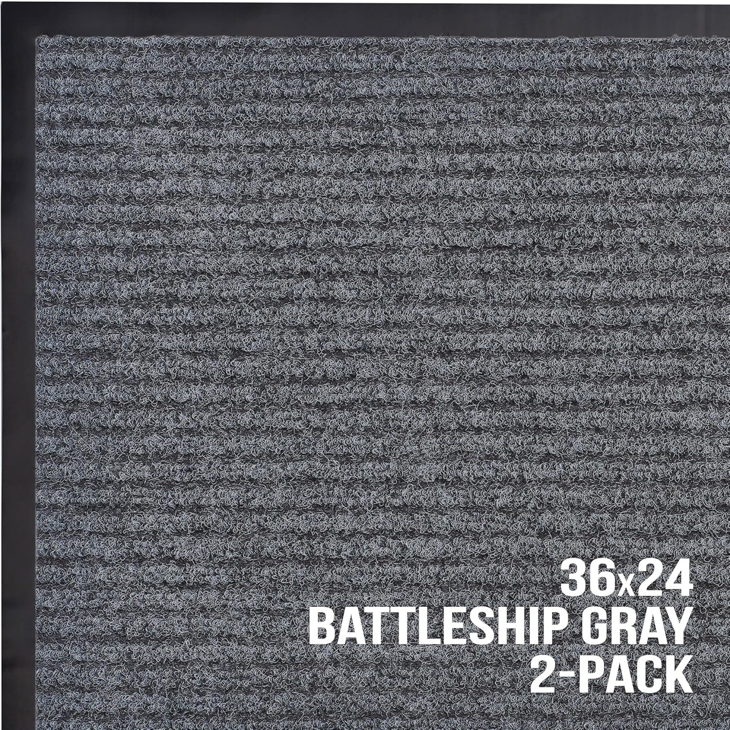 2-Pack Front Door Mat – Large 36 x 24 Welcome Indoor Outdoor Entryway Mats for Shoe Scraper, Ideal for Inside Outside High Traffic Area, Gray