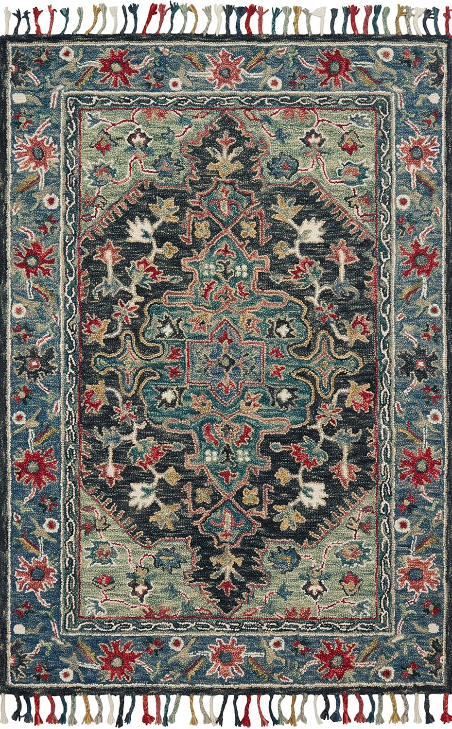 Loloi Alfombras, colección Zharah, alfombra de área azul marinoazul, 2 pies 6 pulgadas x 7 pies 6 pulgadas