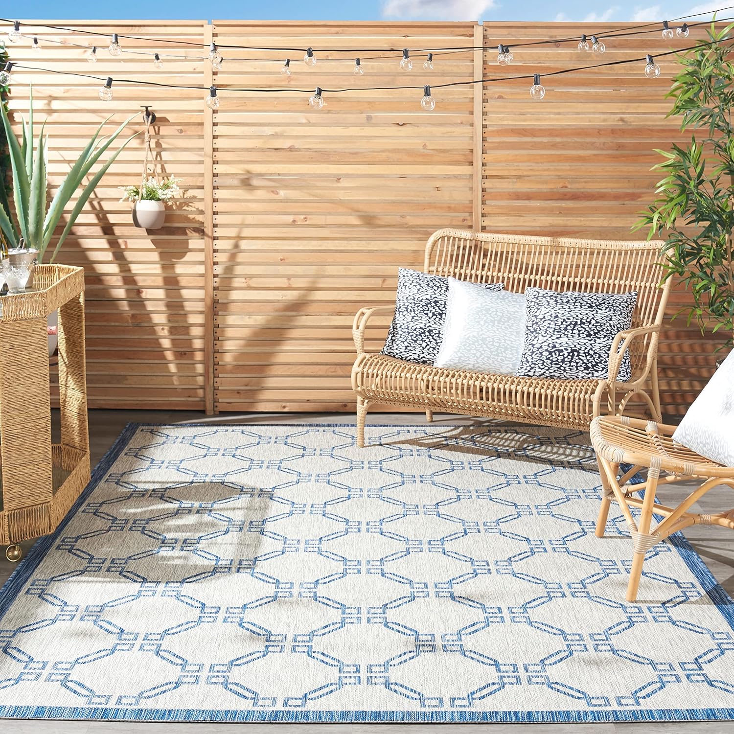 Nourison Garden Party – Alfombra de área de 2.2 x 7.6 pies, tradicional, enrejado, dormitorio, sala de estar, comedor, cocina, fácil limpieza, no se