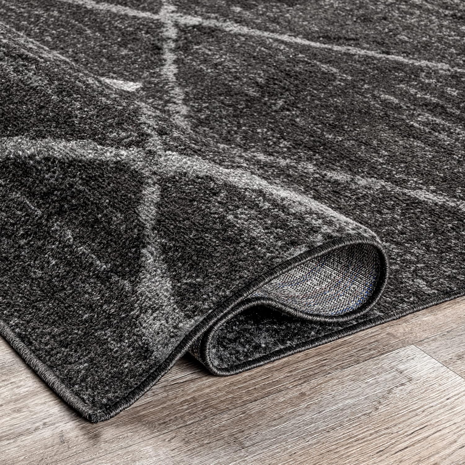 nuLOOM – Alfombra de pasillo contemporánea Thigpen, 2 pies 6 pulgadas x 12 pies, color gris oscuro