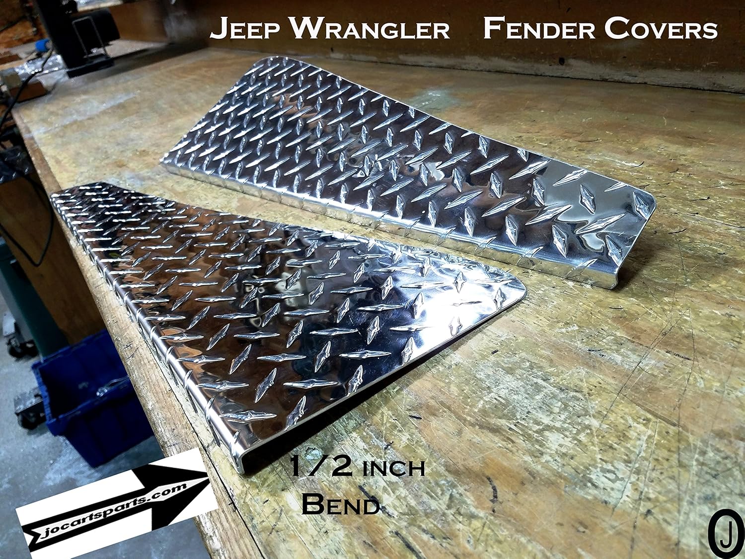 Se adapta a Jeep Wrangler YJ Placa de diamante de aluminio 24 cubiertas largas de guardabarros con curva