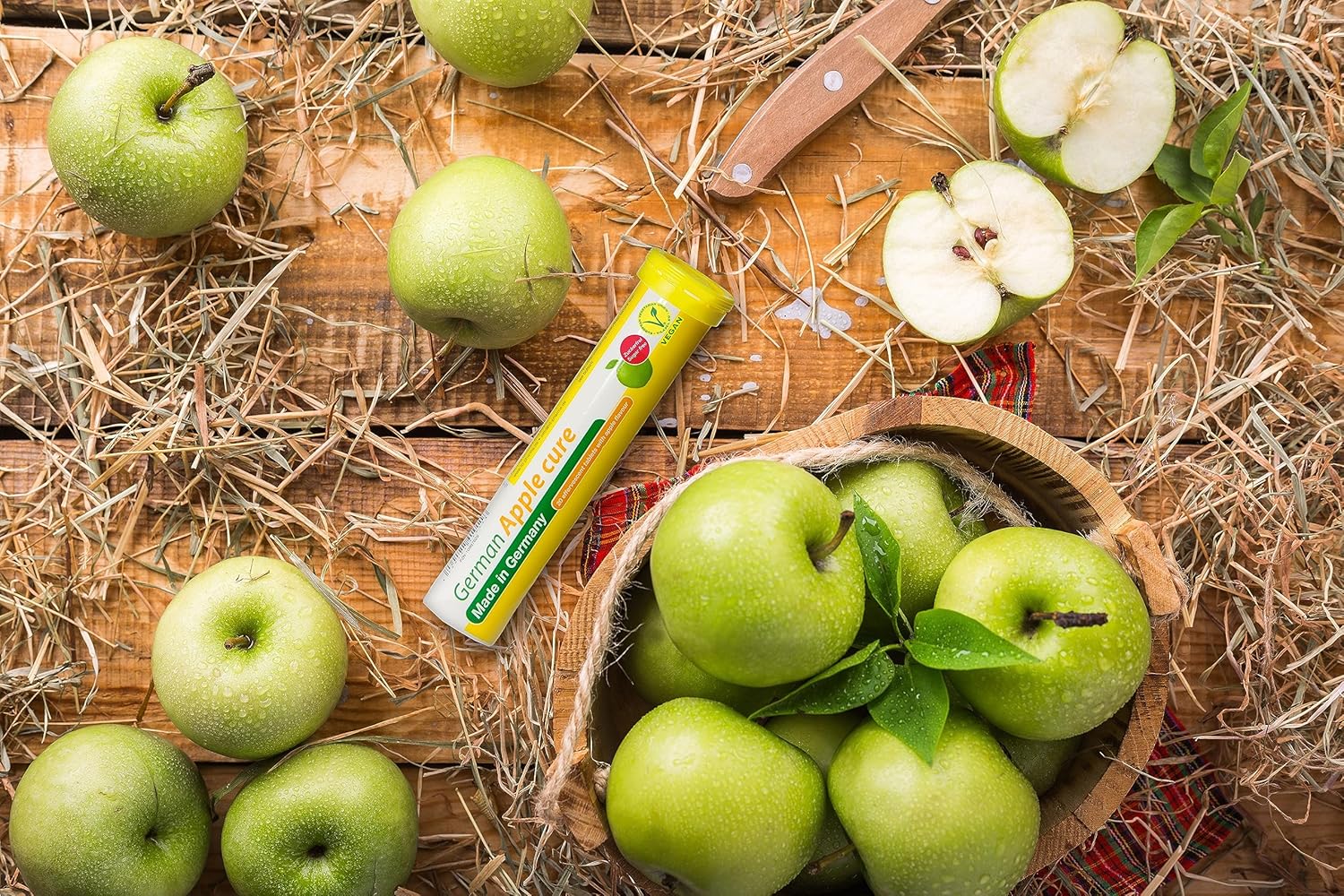 T&D German Apple Cure – 240 tabletas efervescentes veganas – Sabor a manzana – Fabricado en Alemania
