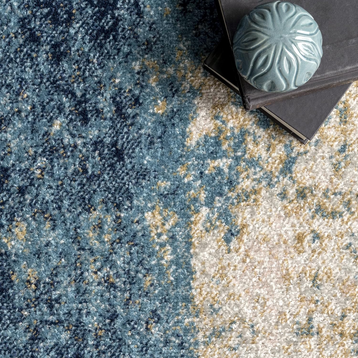 nuLOOM Dixie – Alfombra abstracta contemporánea de cascada, 2 pies 8 pulgadas x 8 pies, azul