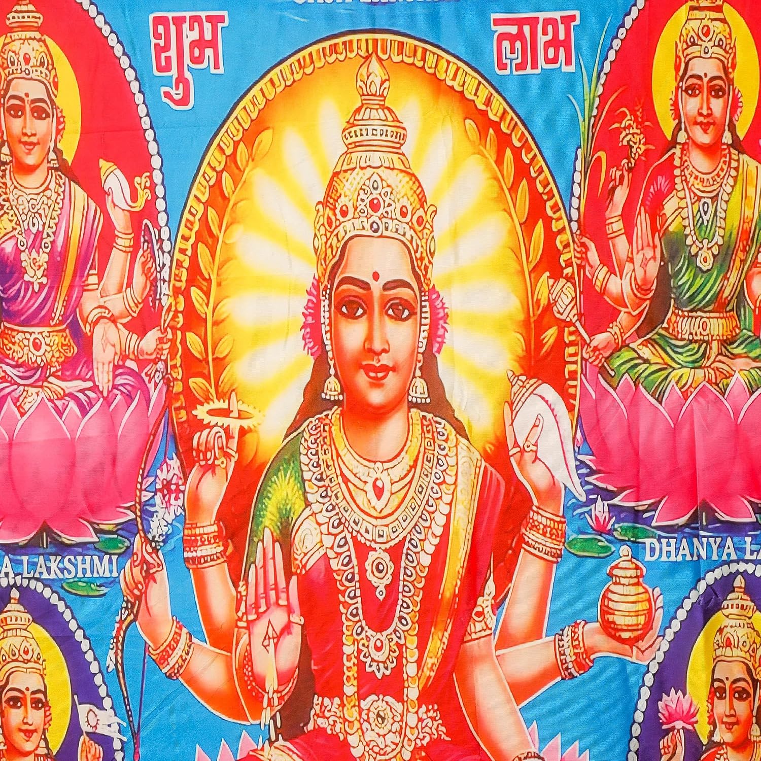 Desi Favors Gran tela de algodón Lakshmi MATAAshtalakshmi – Decoración de telón de fondo indio estilo Pooja, regalo para bodas hindúes, festivales