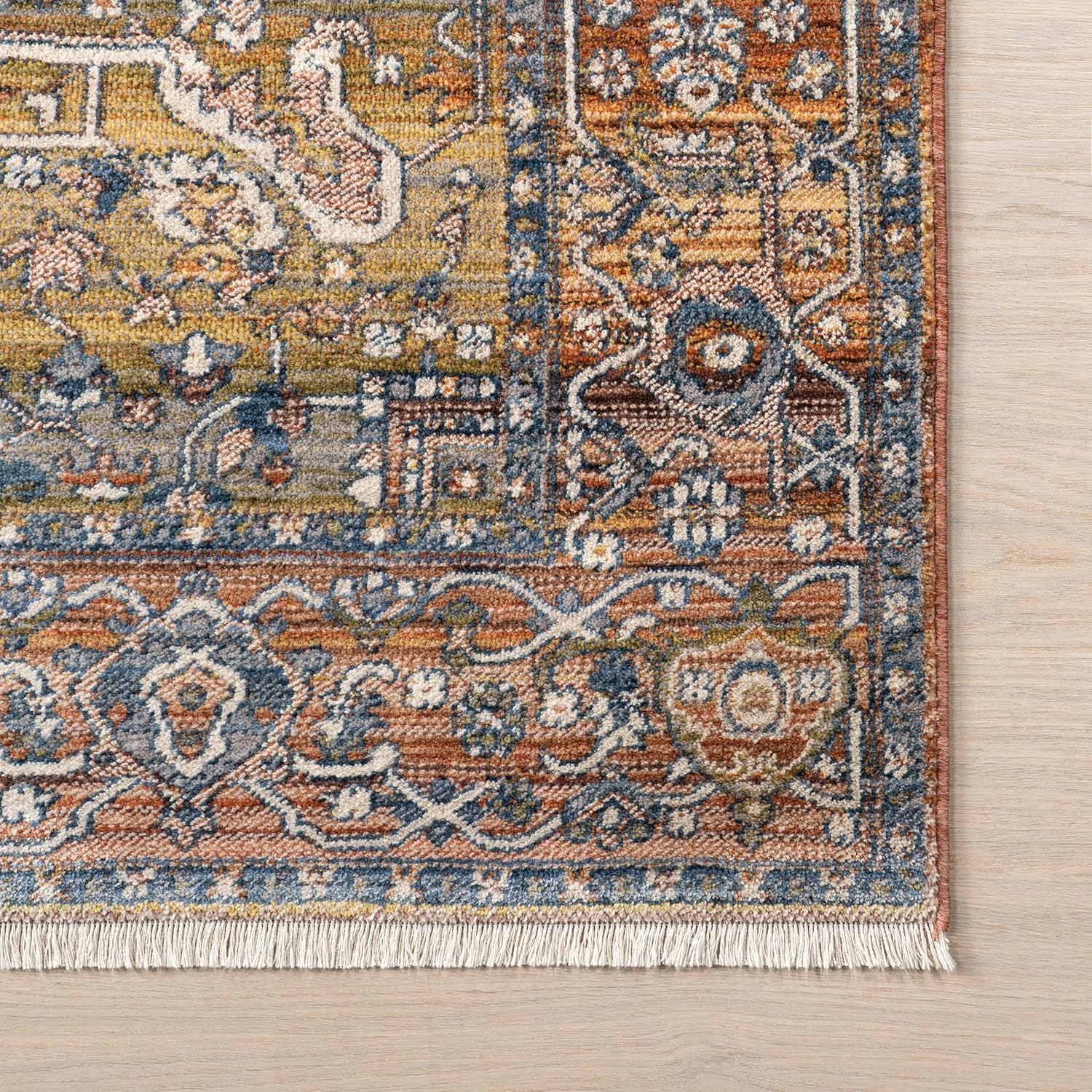 NuLOOM – Alfombra con diseño de medallón, con flecos, modelo Ethel