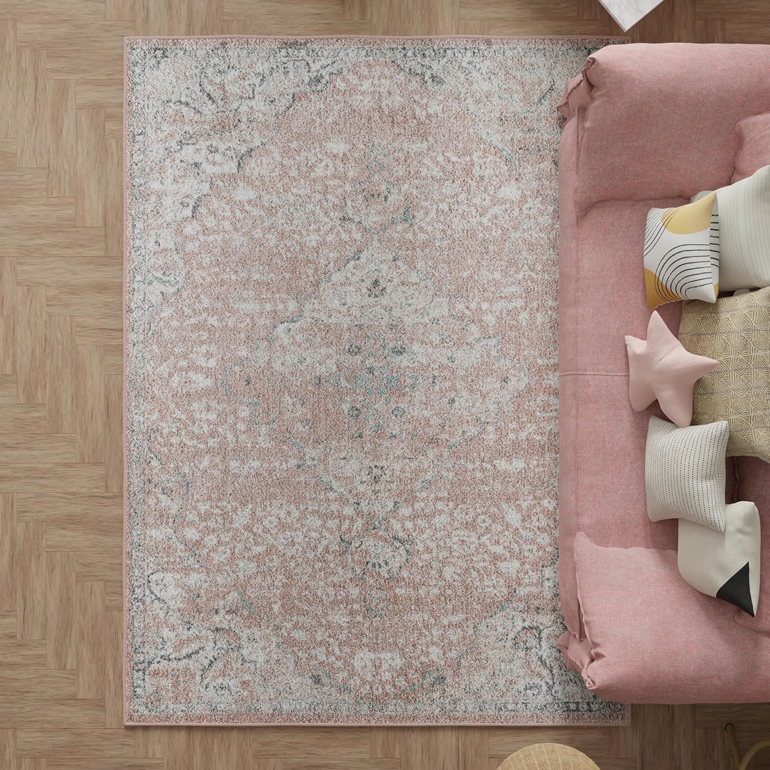 Rugs America Tapete de transición Hailey Collection, diseño vintage. Ideal para salas de estar, comedores, dormitorios y más.
