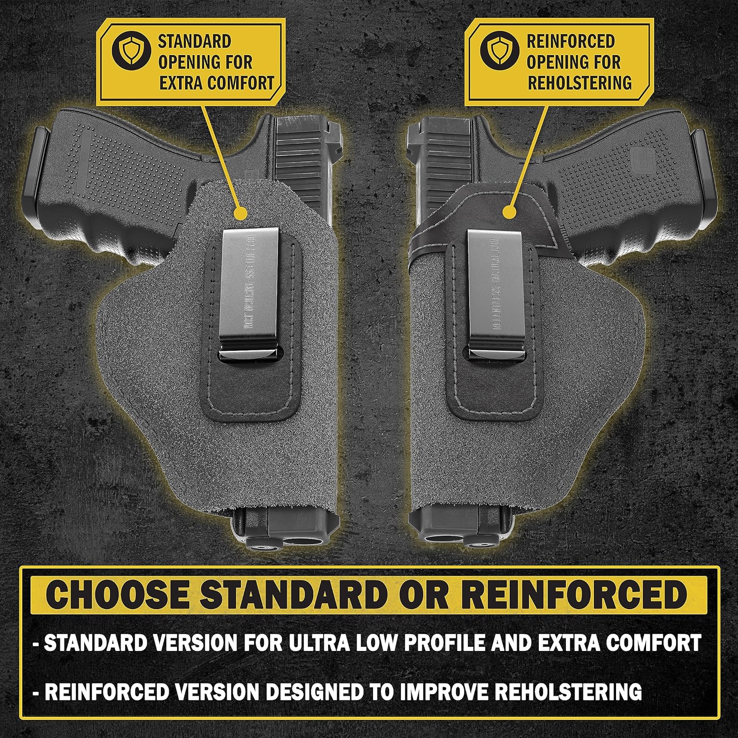 Funda para pistola IWB de piel de ante, hecha en EE.UU. para S&W M&P Shield, Glock 17 19 22 23 32 33, Springfield XD & XDS, Walther P99 y demás