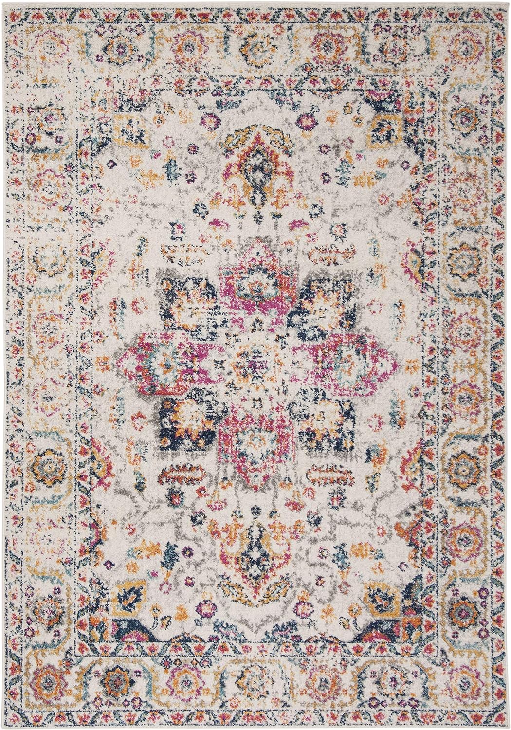 Safavieh MAD603R – Tapete con diseño de medallón desgastado, copo de nieve, colección Madison, no suelta pelos, fácil de cuidar, alto tránsito, sala