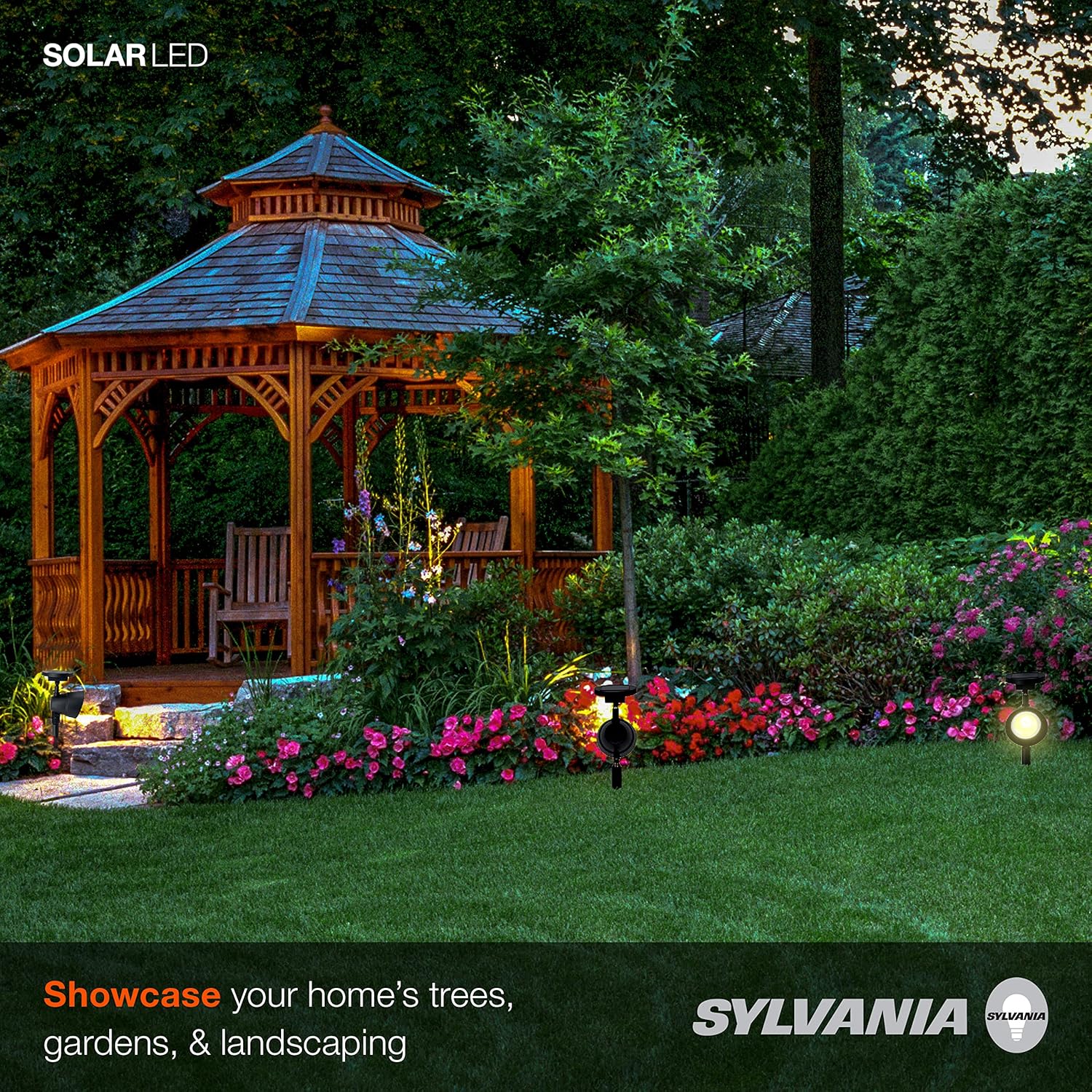 Sylvania 62217 – Luz solar de 13 pulgadas con sensor de luz diurna, LED, 5 lúmenes, 3000 K, blanco cálido, acabado negro, paquete de 4