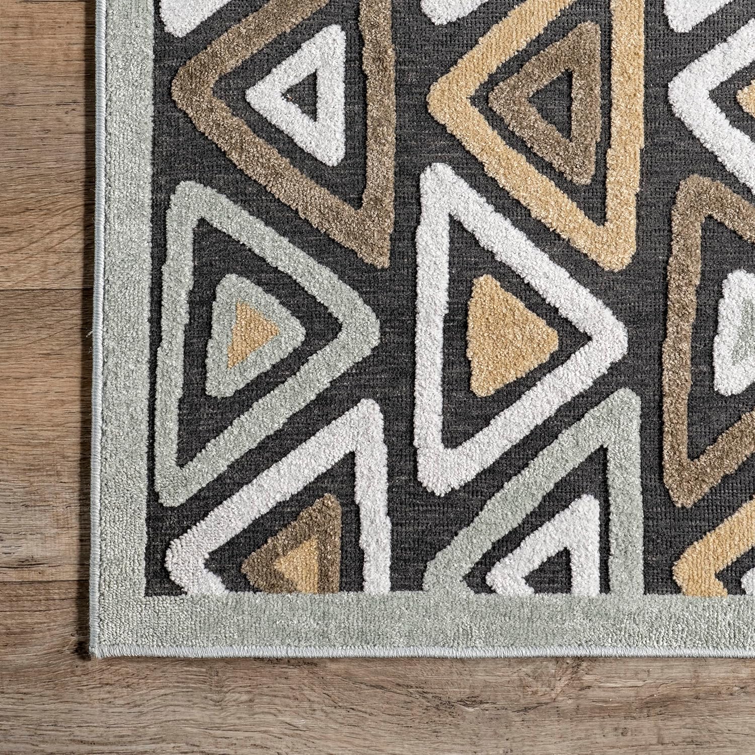 nuLOOM Aneka – Alfombra de triángulos a rayas, lavable a máquina, 5×8, beige
