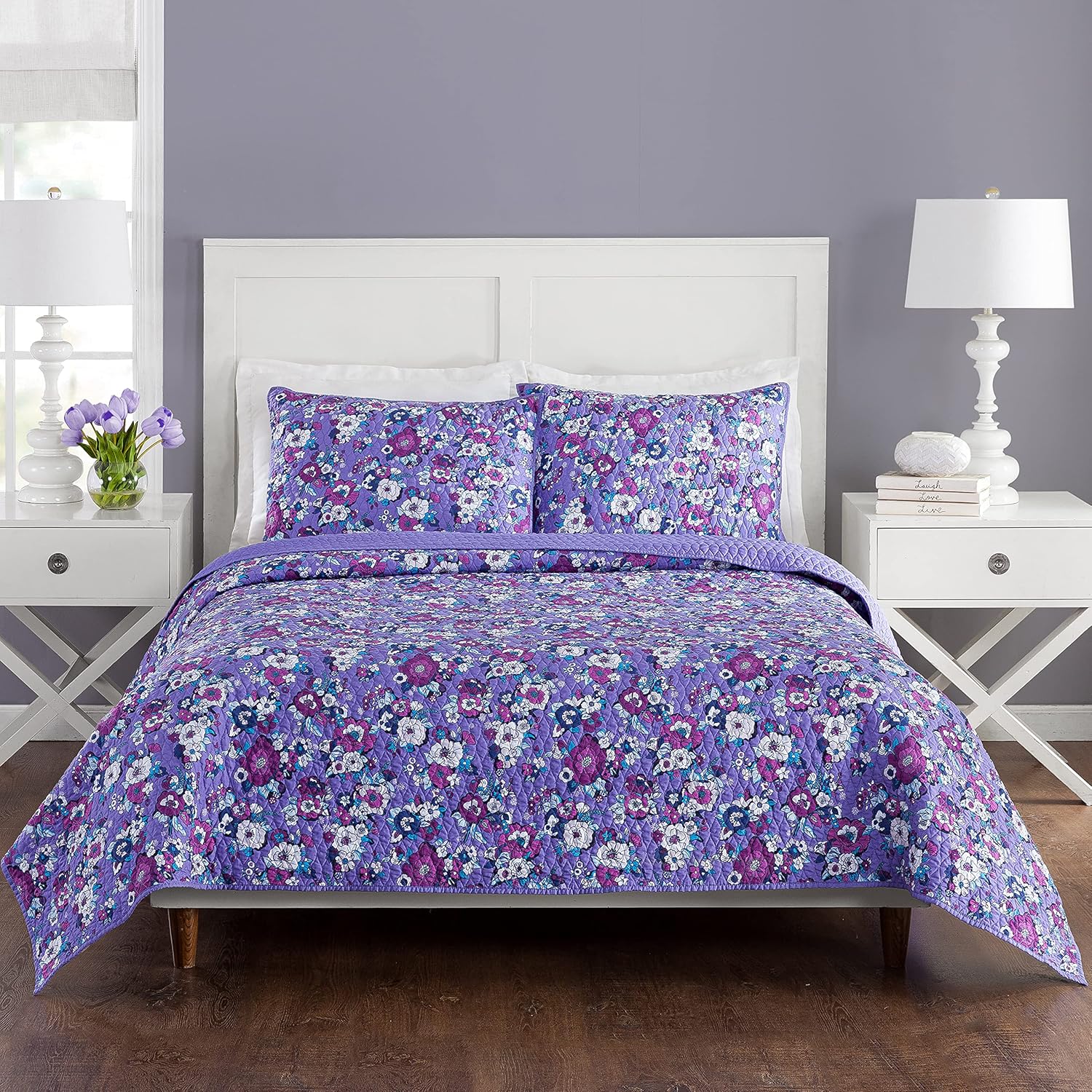 Vera Bradley Enchanted Garden – Juego de edredón de 3 piezas, tamaño King