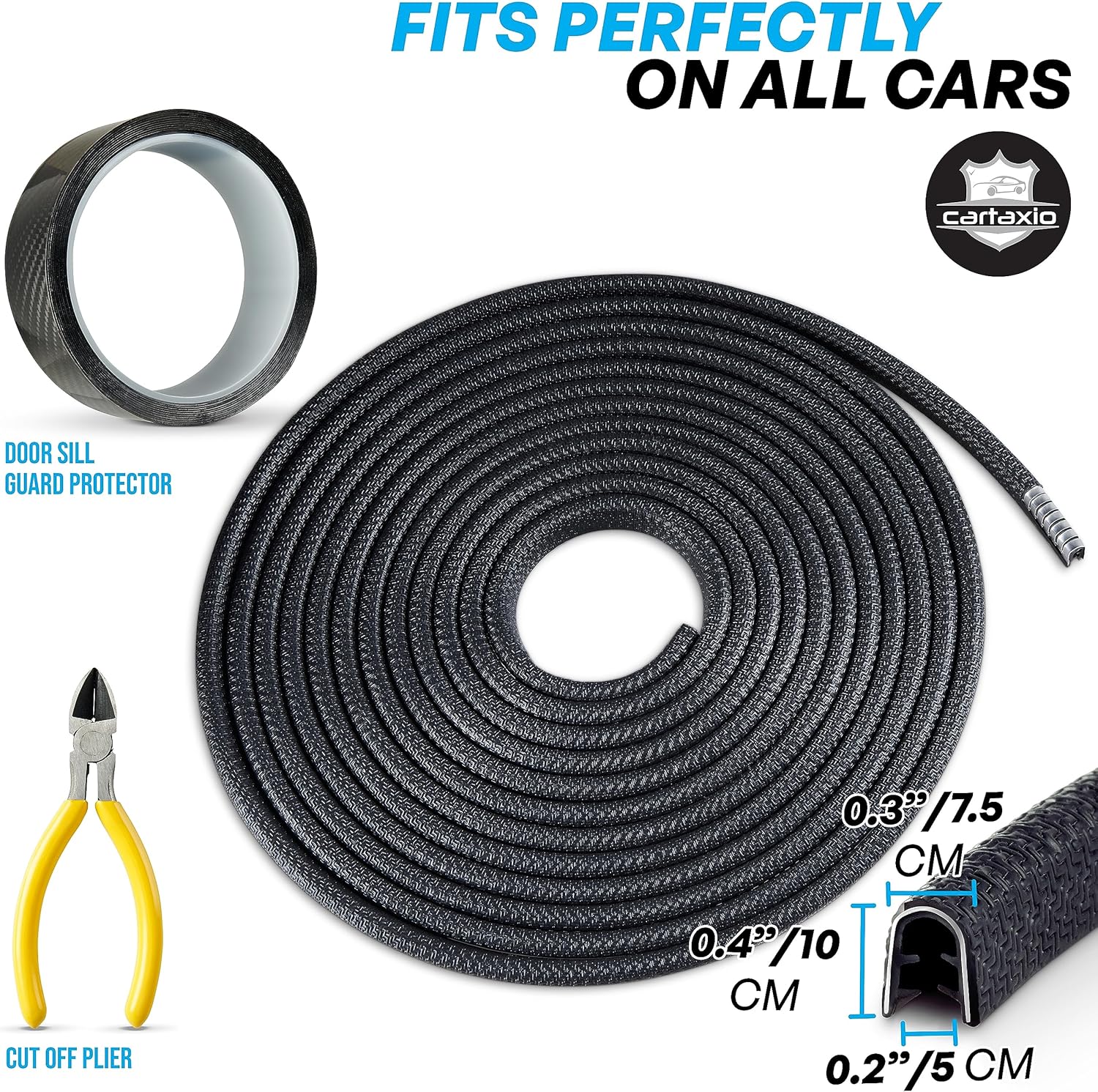 Protector de borde para puerta de automóvil, color negro, 66 pies (65.6 ft), protectores de borde de puerta de automóvil, ajuste universal UVC,