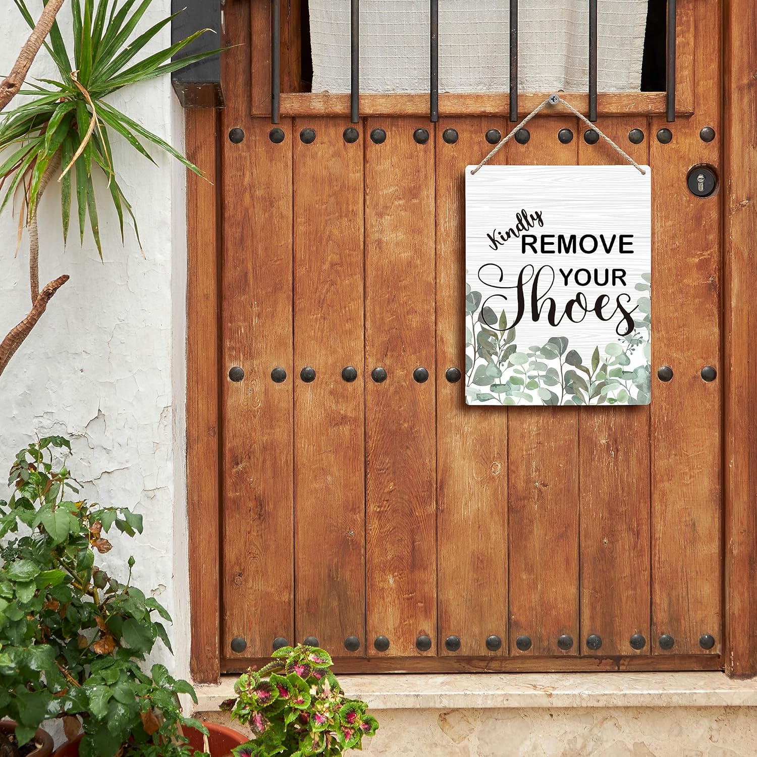 FUGWN Letrero de madera con texto en inglés Kindly Remove Your Shoes Off, de 8 x 10 pulgadas, sin zapatos, letrero de quitar zapatos, letrero de