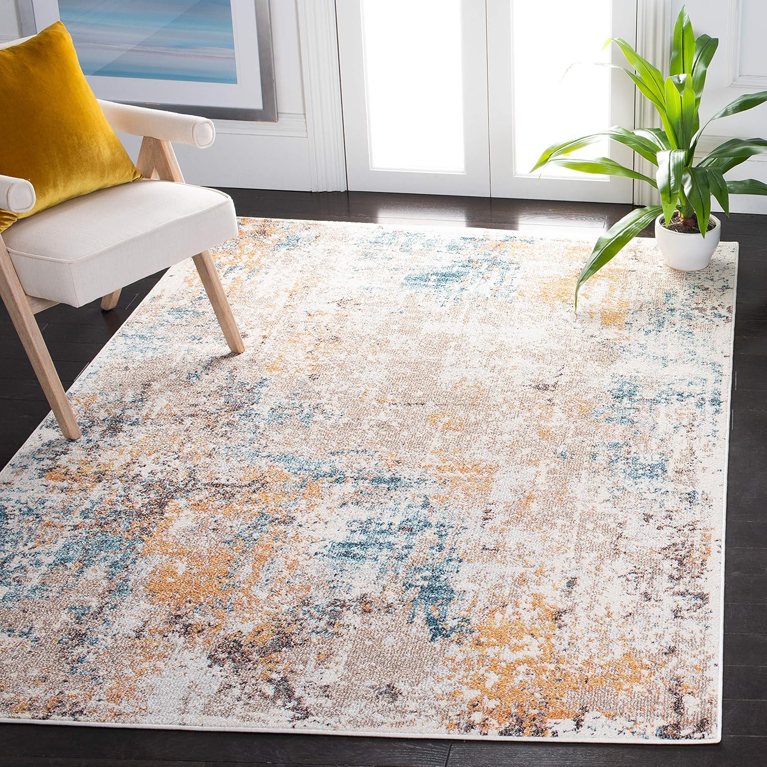 SAFAVIEH Crystal Collection CRS319A – Alfombra moderna abstracta que no desprende pelusa, para sala de estar, dormitorio, comedor, oficina en casa,