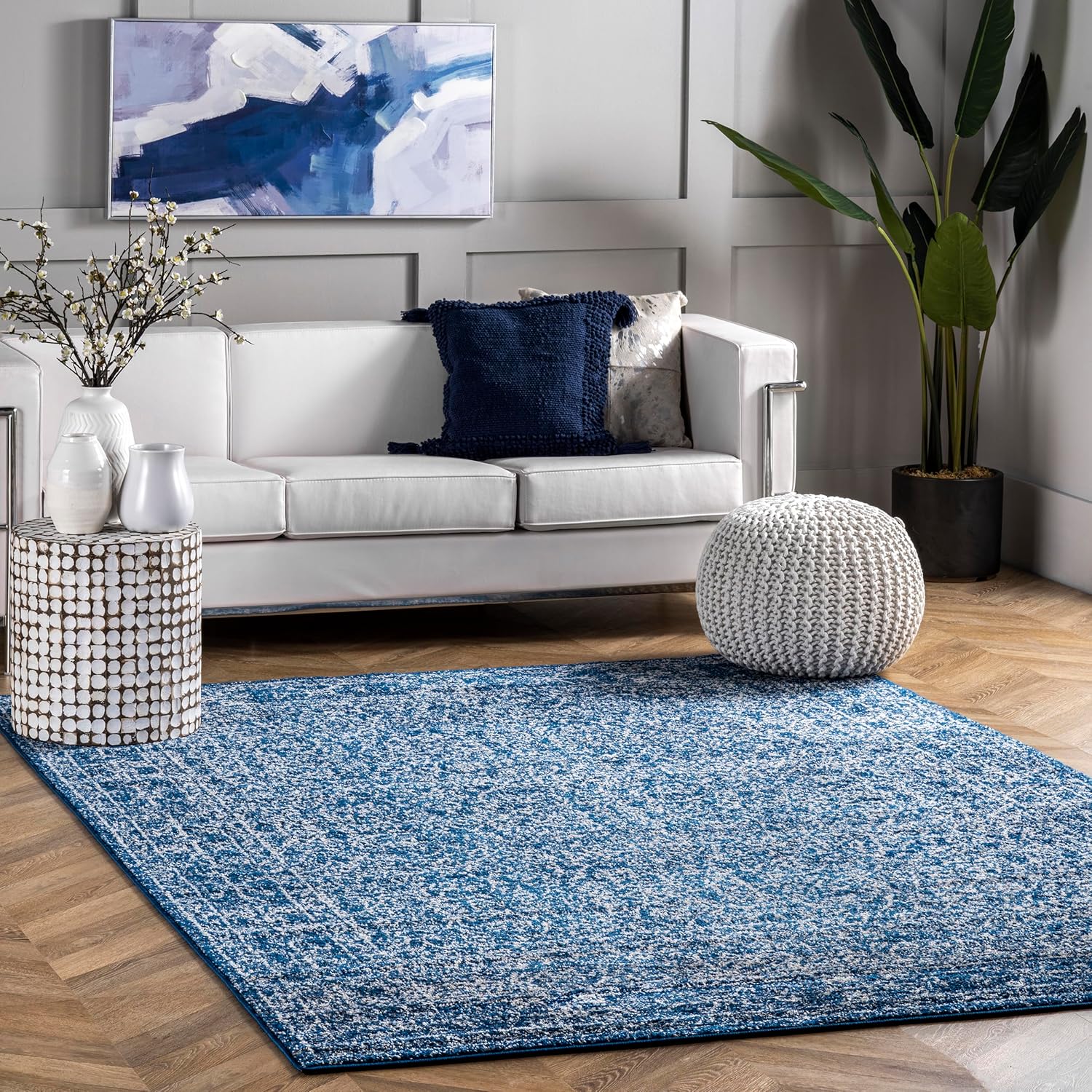 nuLOOM Alfombra vintage Waddell decorativa, 2 x 3, azul oscuro