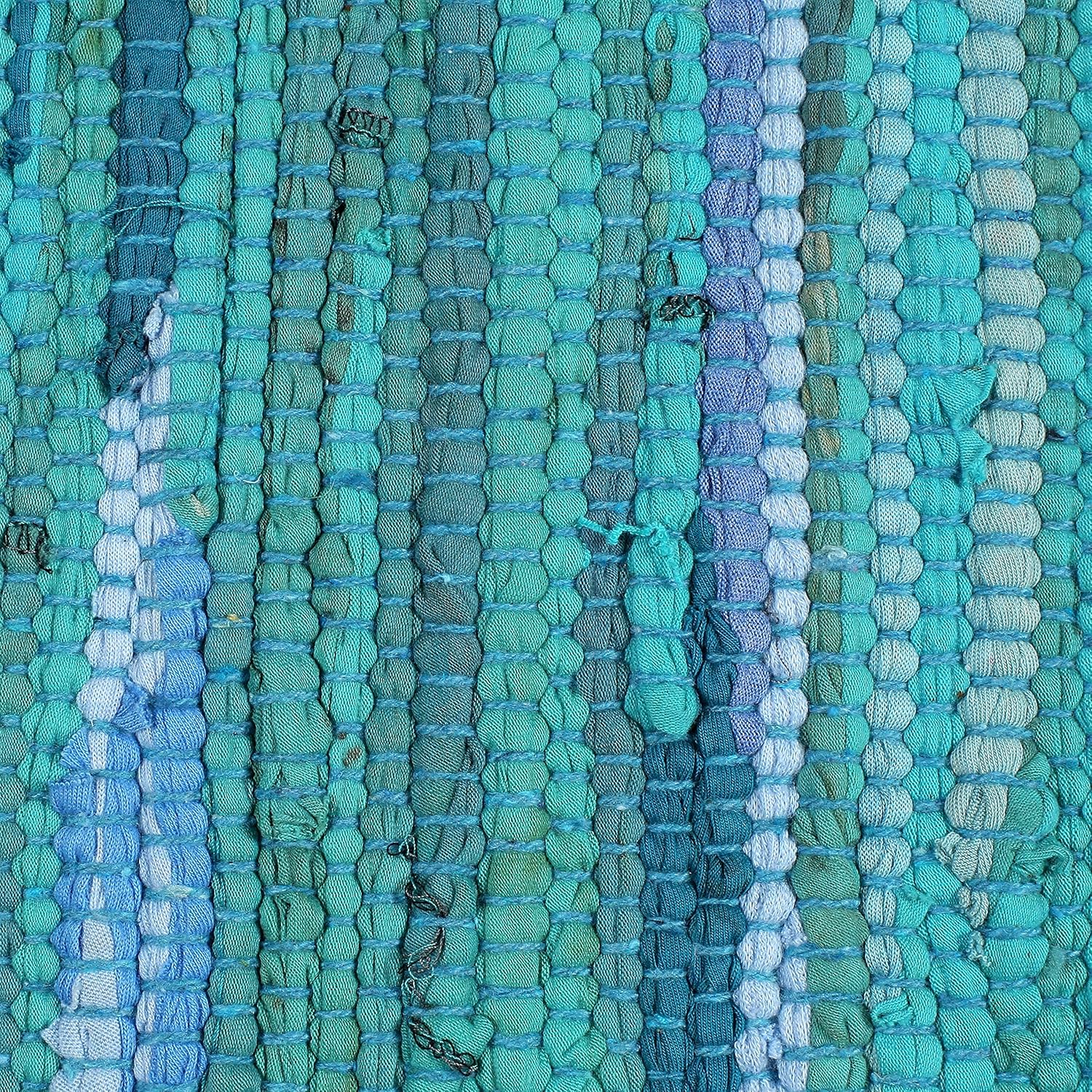 Alfombra de trapo 100% algodón de 24 x 36 pulgadas, alfombra Chindi multicolor, tejida a mano y reversible para sala de estar, cocina, entrada,