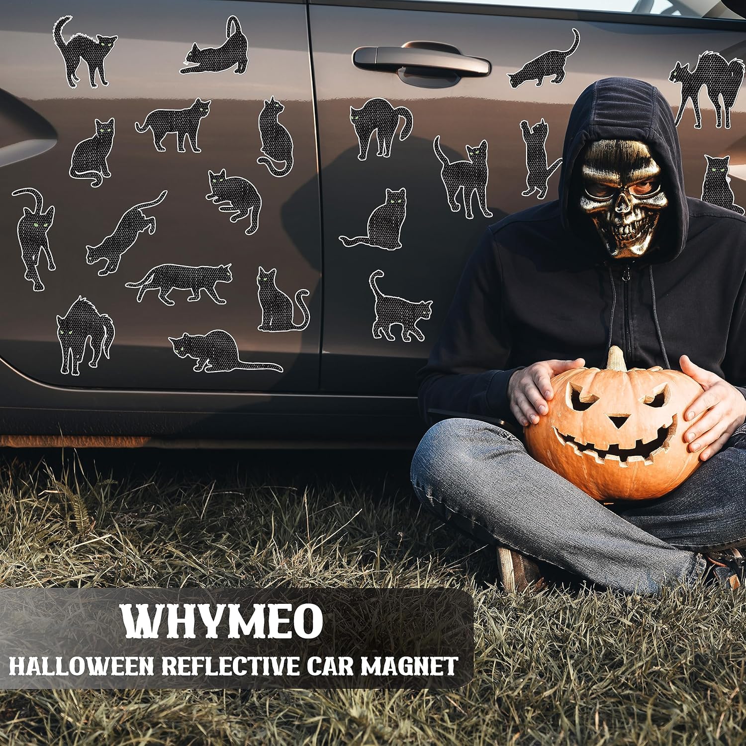 Imanes reflectantes de Halloween para automóvil, 20 unidades, calcomanías magnéticas de Halloween para automóvil, calcomanías de nevera, puerta de