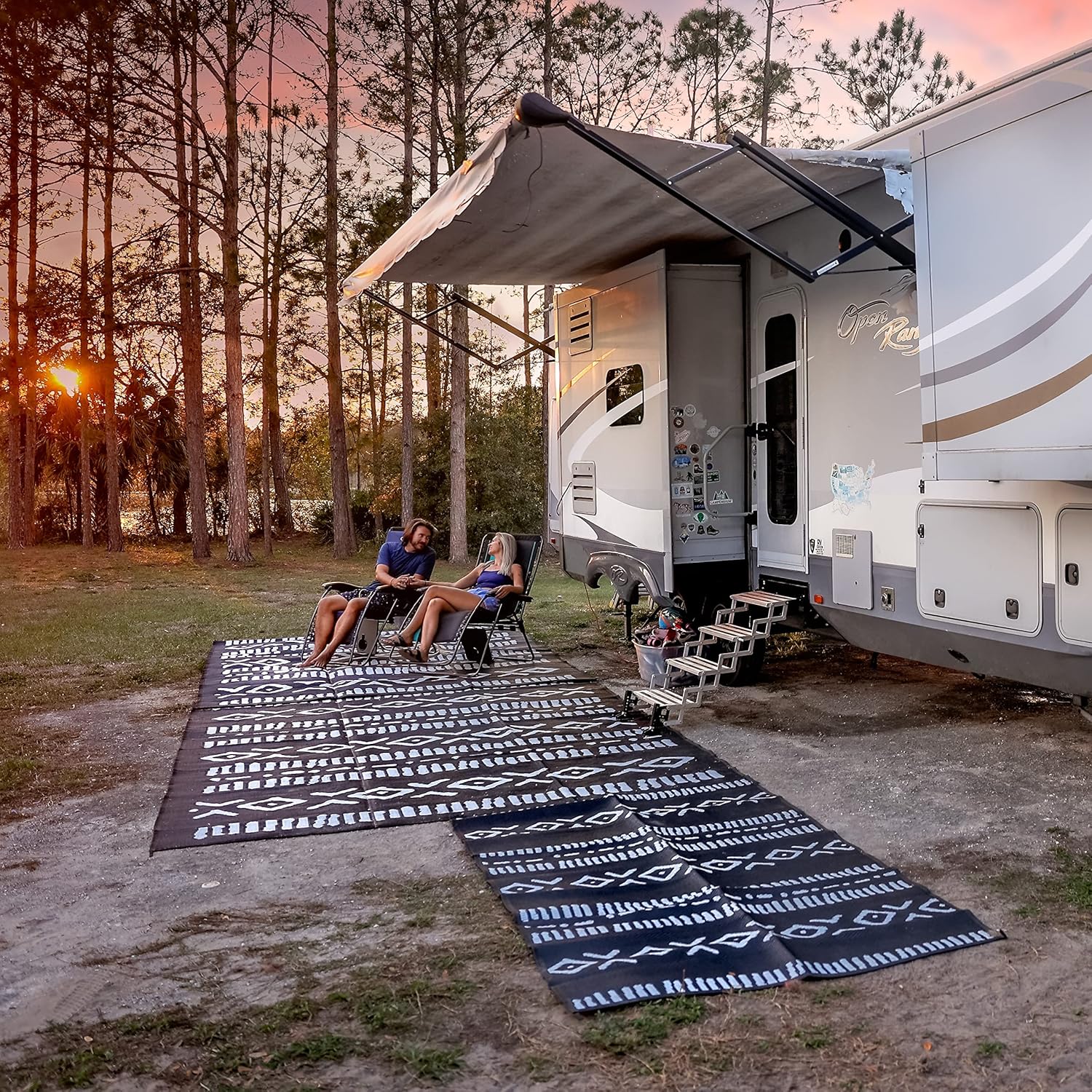 Glamplife Alfombra reciclada impermeable para caravana, alfombra de exterior de 8 x 16 pulgadas para camping  Alfombras de exterior para patio