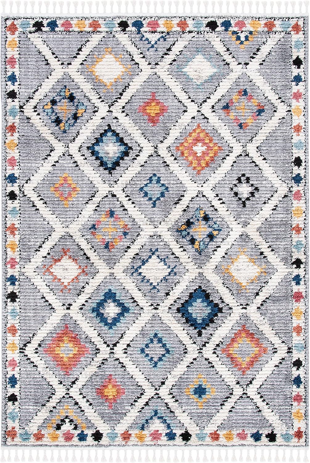 SAFAVIEH Morocco Collection – Alfombra de área de 6 x 9 pies, diseño tribal bohemio marroquí, no desprende pelusa y de fácil cuidado, ideal para