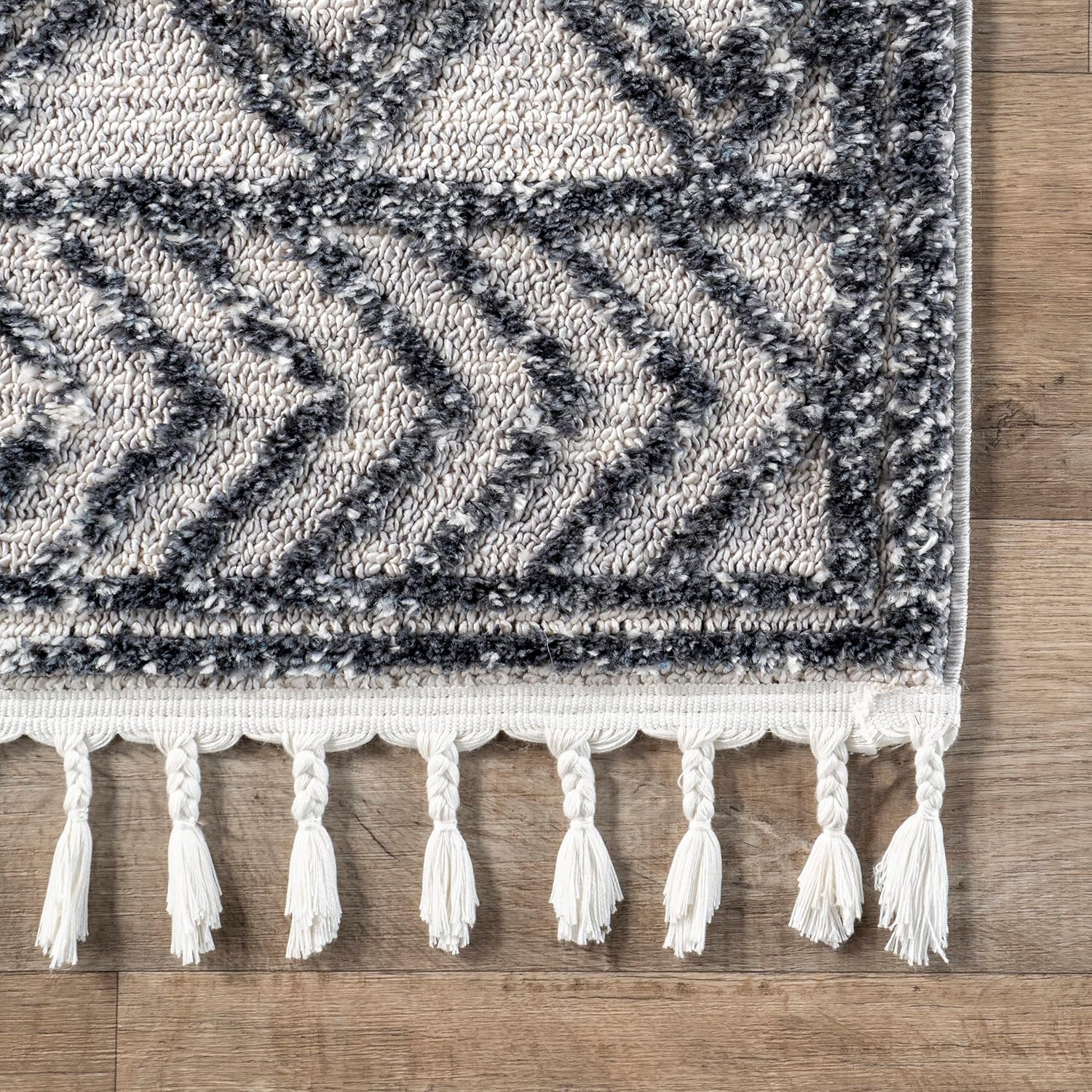 nuLOOM Ansley – Alfombra marroquí de celosía con borlas para sala de estar, guardería, habitación de los niños, dormitorio, geométrico, acogedor,