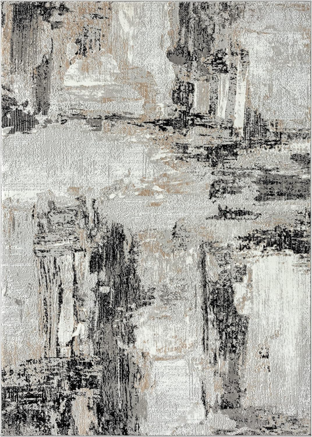 LUXE WEAVERS Camellia Collection 1660 – Alfombra abstracta envejecida gris de 5 x 7 pulgadas