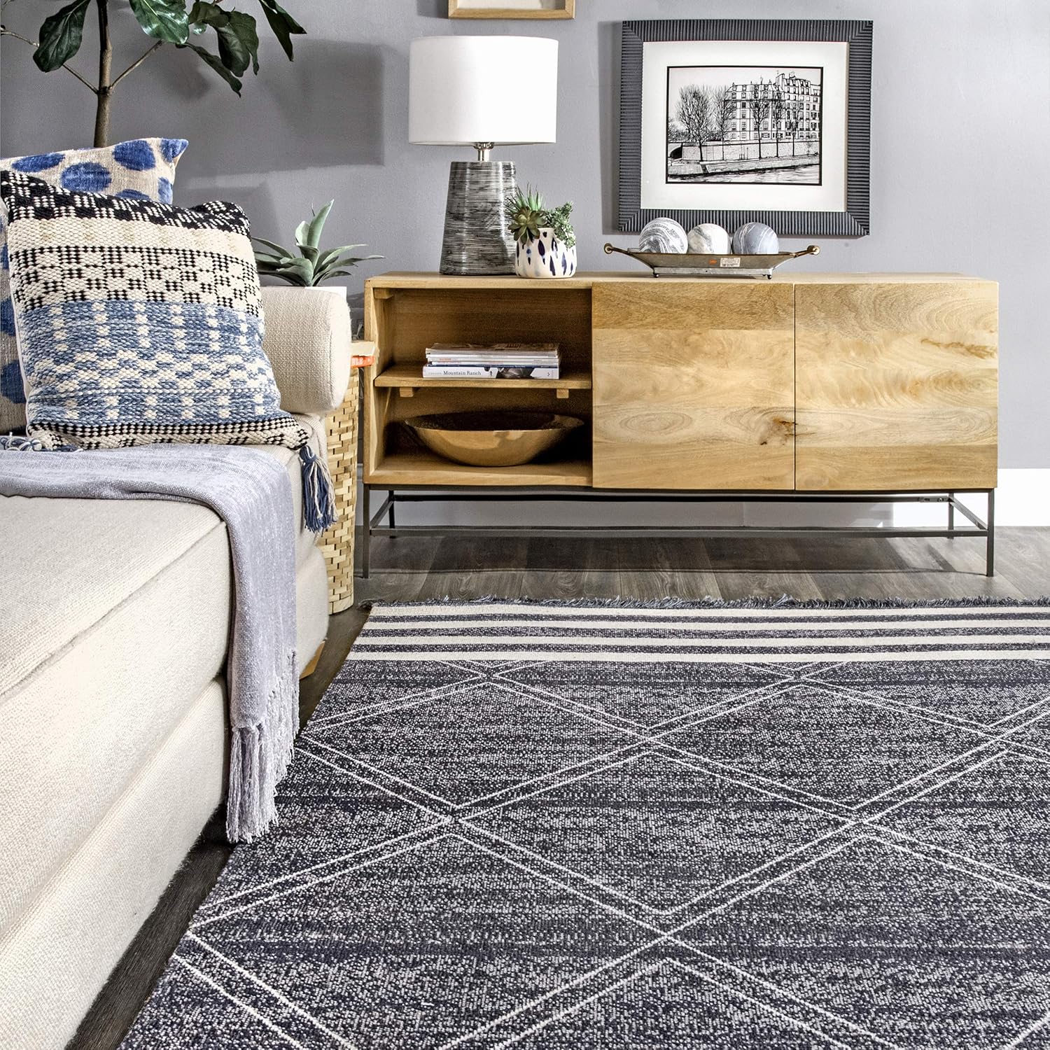 nuLOOM Roberge Coastal – Alfombra decorativa para interiores y exteriores, 2 x 3, color azul