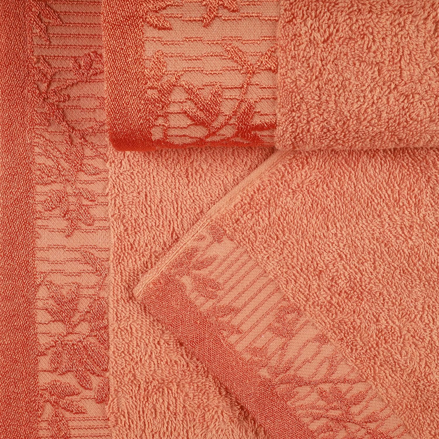 Superior Juego de toallas de algodón de 12 piezas, borde Dobby jacquard floral, secado rápido, baño decorativo, ducha, bañera, incluye 3 cuerpos, 3