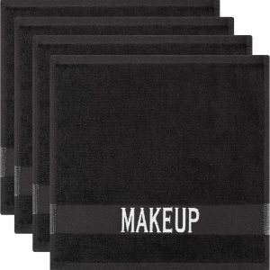 Cotton Paradise – Paquete de 4 toallas de rostro suaves para remover maquillaje, 100% de algodón, color negro Cotton Paradise – Paquete de 4 toallas de rostro suaves para remover maquillaje, 100% de algodón, color negro