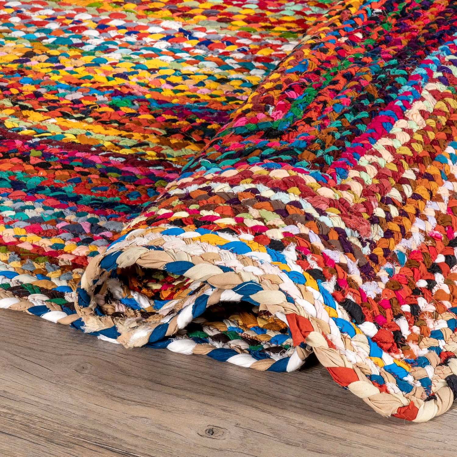 nuLOOM Tammara – Alfombra bohemia trenzada a mano, ovalada de 4 x 6 pies, multicolor