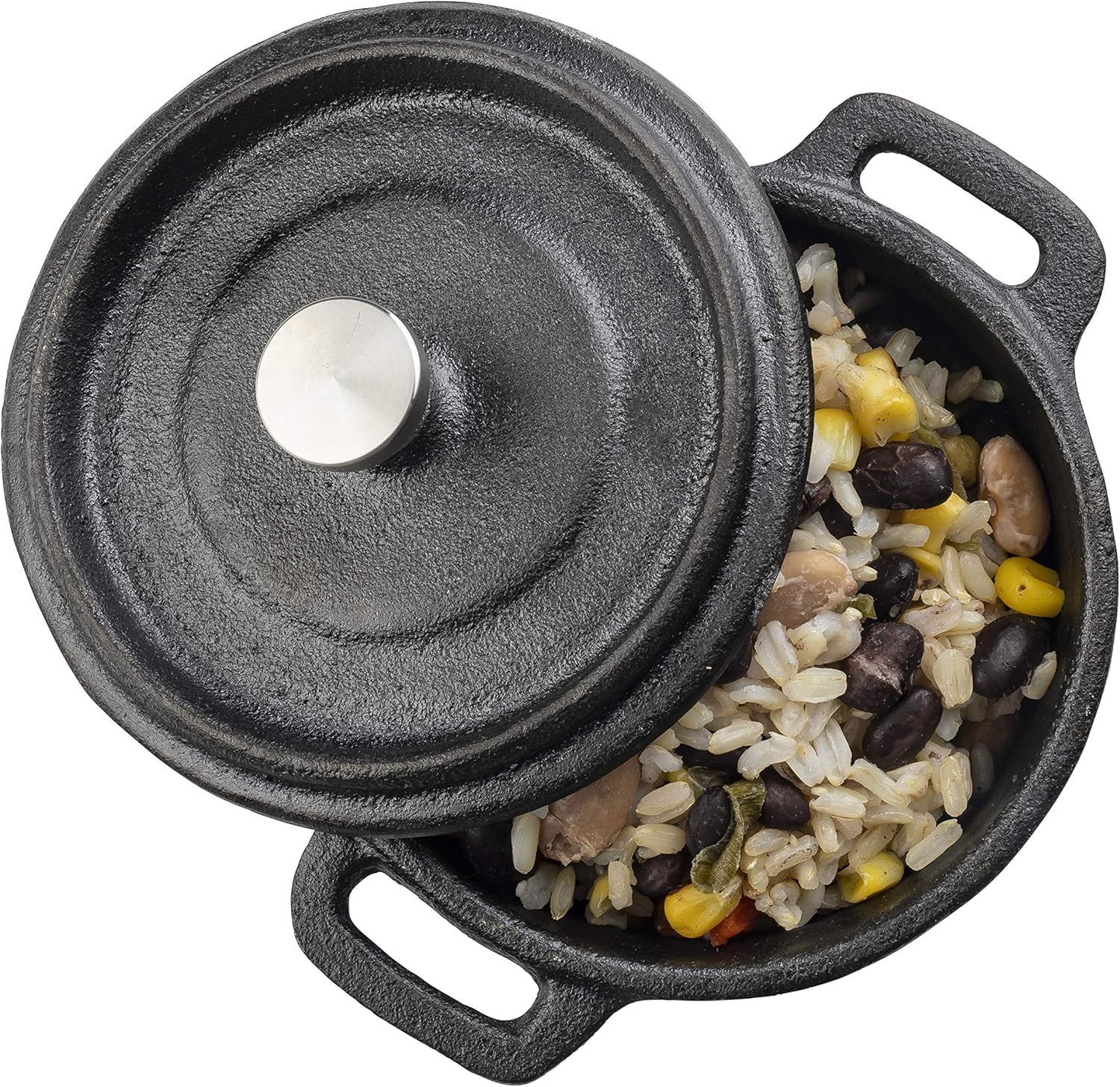 Tablecraft Cocotte de 8 onzas con tapa, hierro fundido y perilla de acero inoxidable