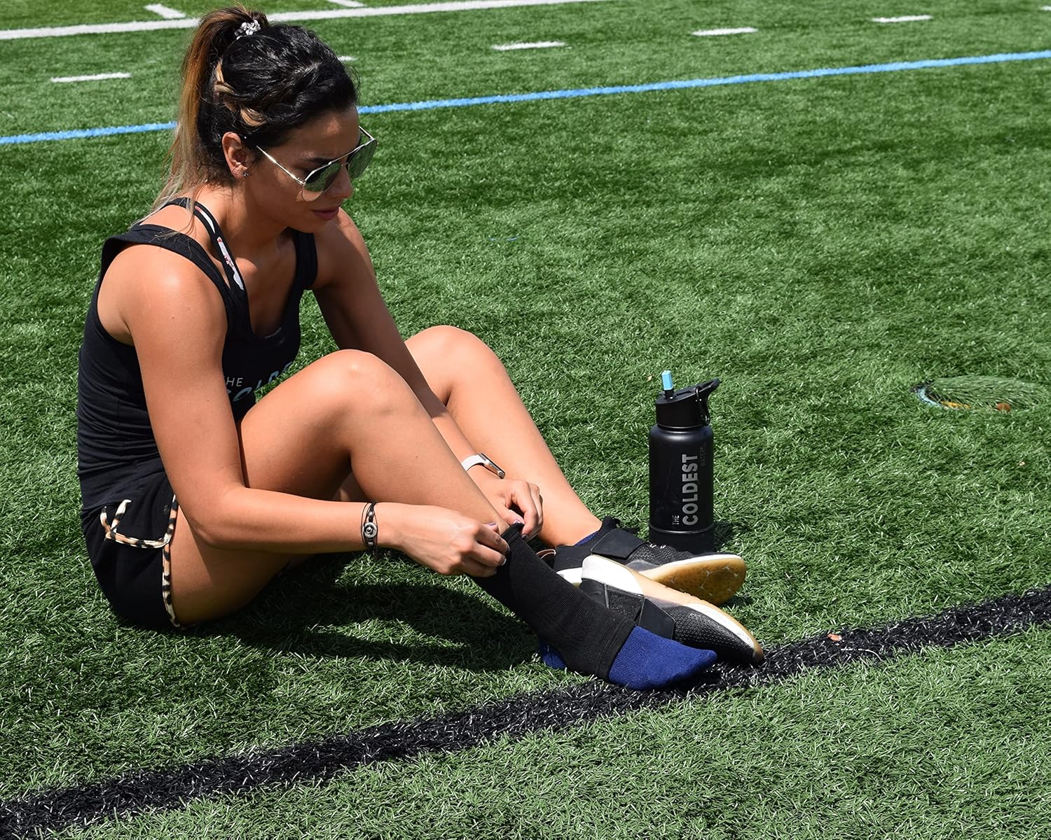 Coldest Botella de agua deportiva (tapa con pajilla) a prueba de fugas de acero inoxidable con aislamiento al vacío para bebida fría o caliente,