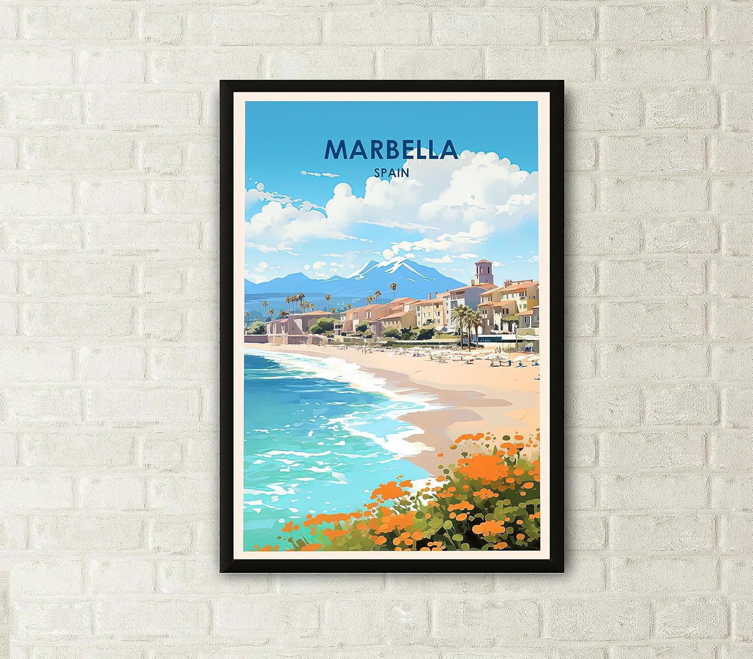 Póster de viaje de Marbella, póster de Marbella, impresión de Marbella, póster de paisaje de la ciudad, póster colorido, carteles de viaje, arte de