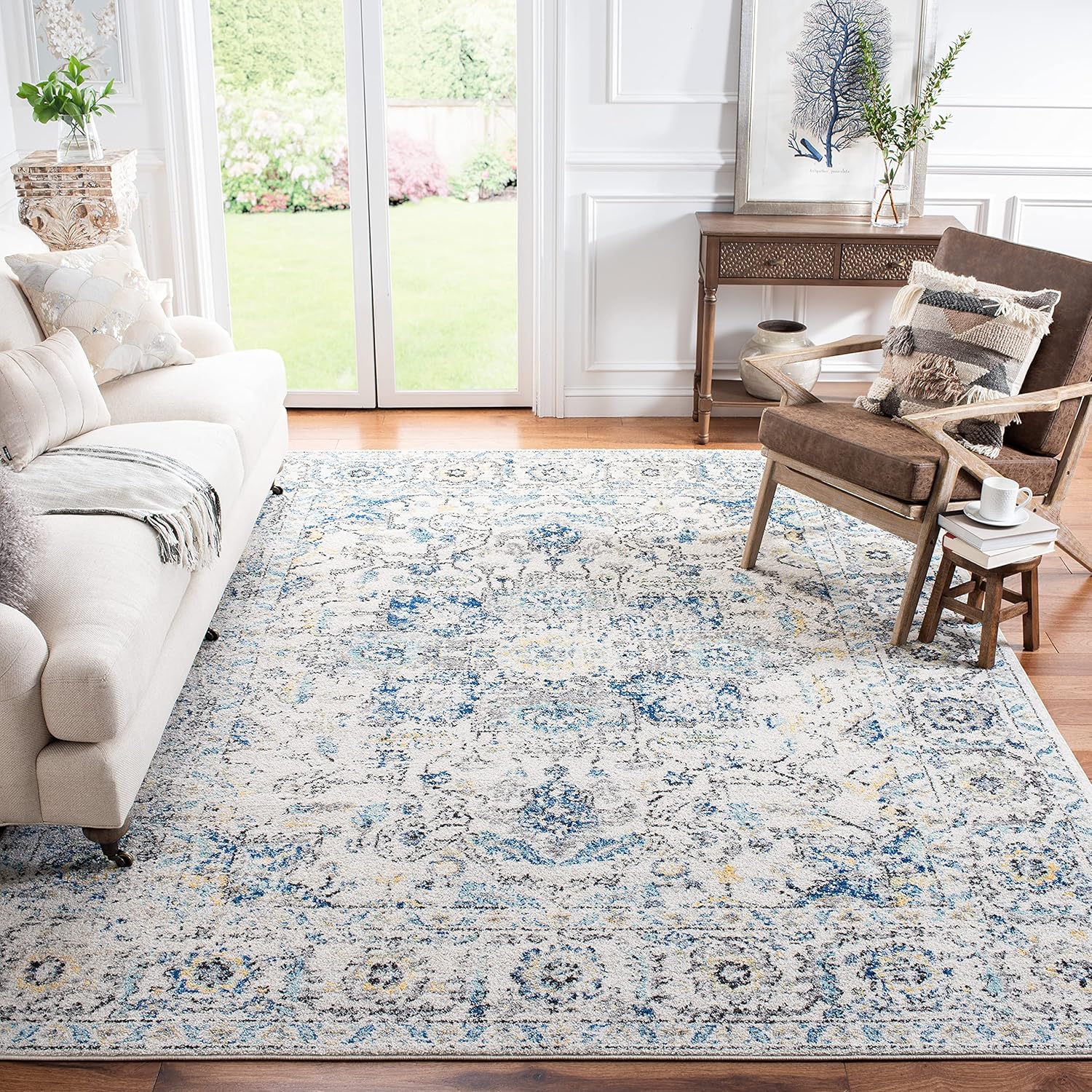 Safavieh – Tapete con diseño de medallón desgastado tipo copo de nieve, colección Madison, no suelta pelo, de fácil cuidado, sala y dormitorio de