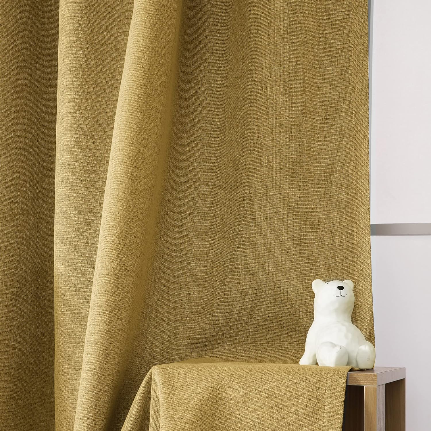 INLINAS Cortinas opacas estilo lino de 52 x 84 pulgadas, 100% bloqueo de luz, reducción de ruido y aislamiento térmico, paneles de triple capa con