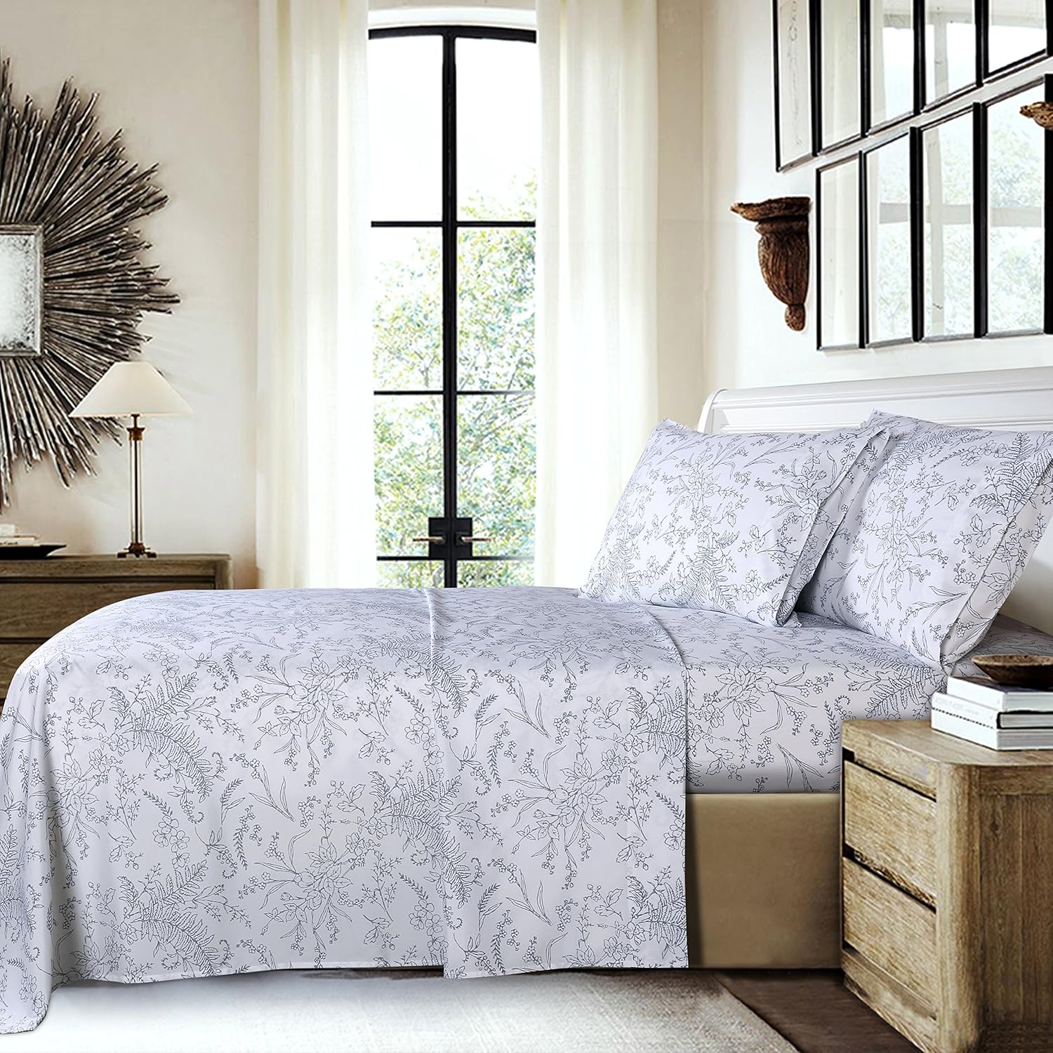 Southshore Fine Living, Inc. – Juego de sábanas estampadas de microfibra, Microfibra, King
