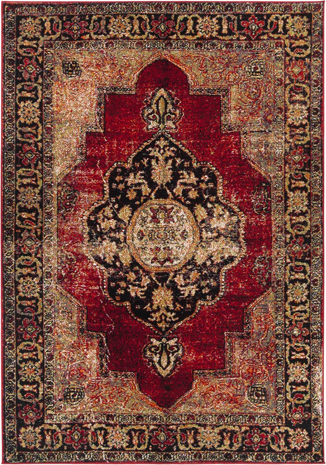 SAFAVIEH Vintage Hamadan Collection – Alfombra decorativa de 4 x 6 pies, diseño persa oriental, no desprende pelusa y de fácil cuidado, ideal para