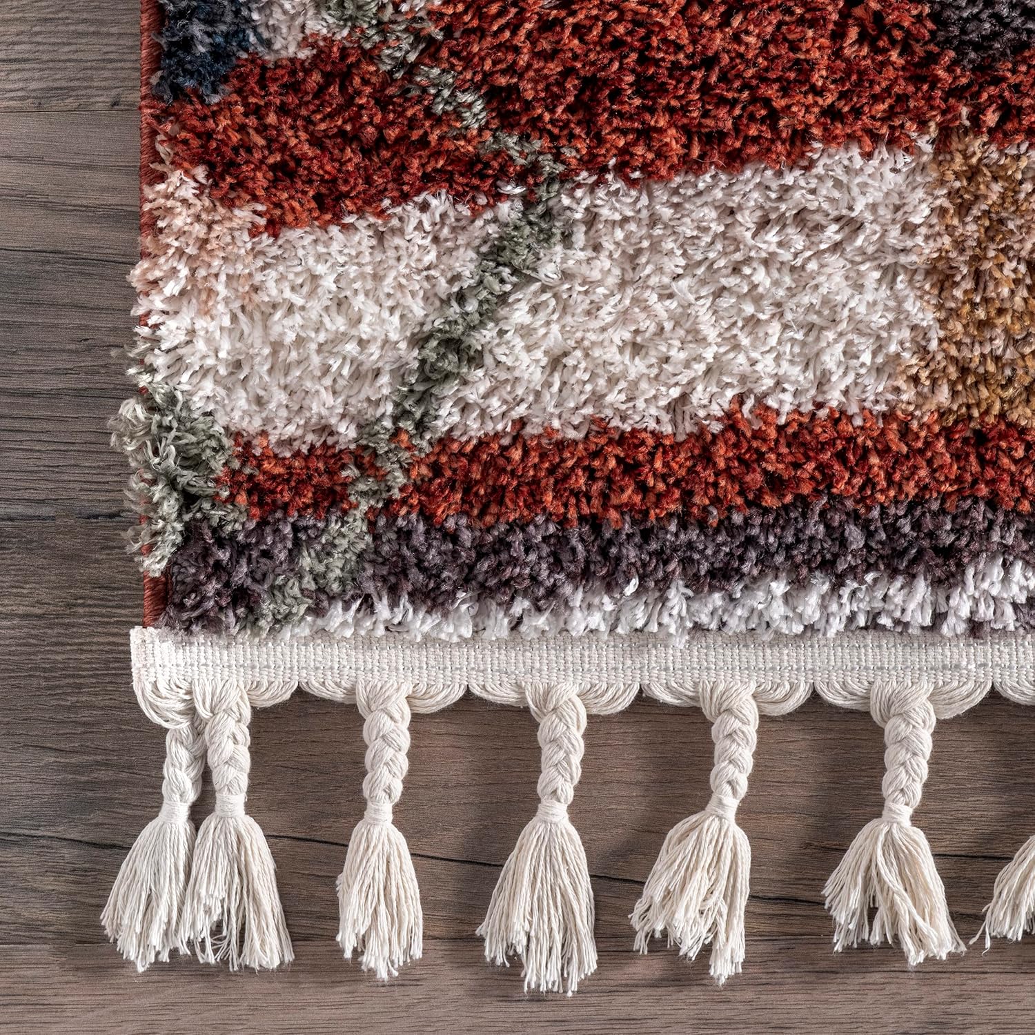 nuLOOM Rosemarie – Alfombra bohemia suave con borlas, 4 x 6, color rojo
