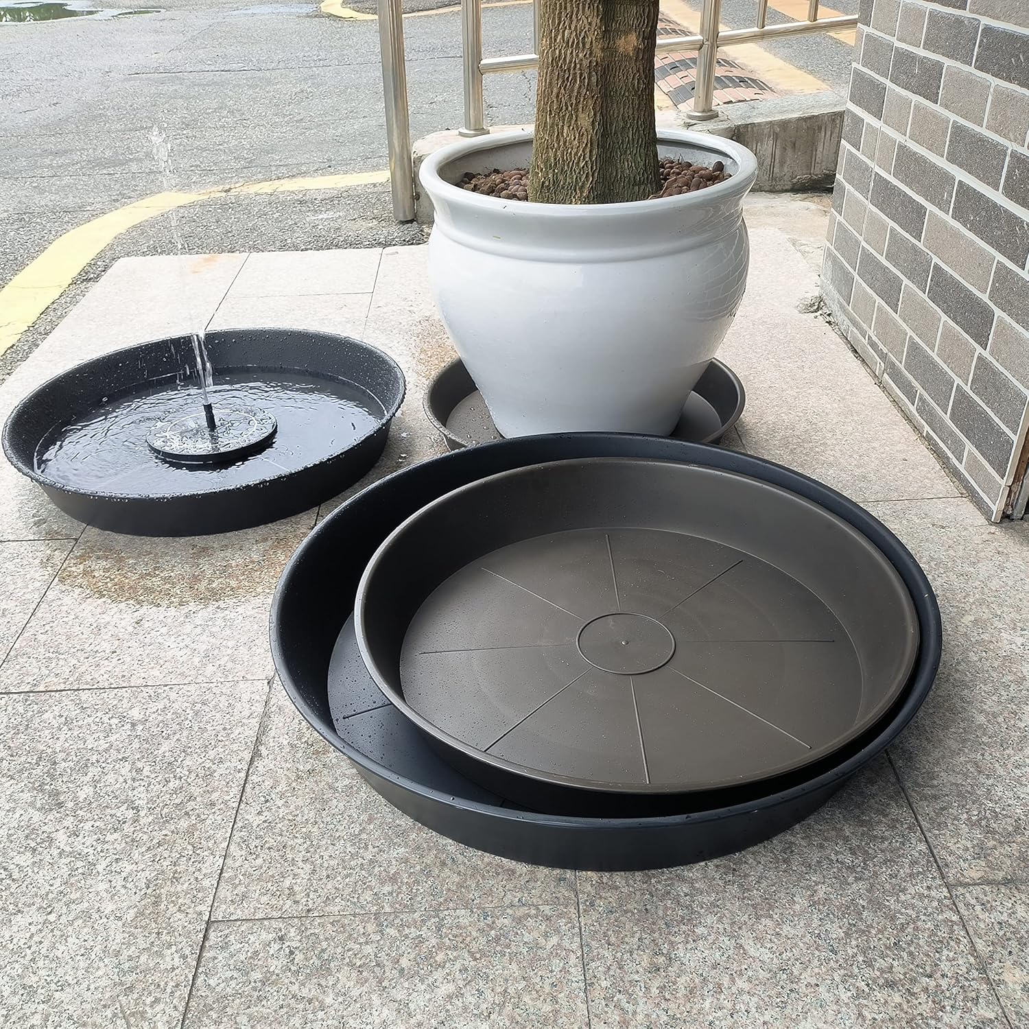 Paquete de 20 platillos para plantas de 22 pulgadas, bandeja de 3.6 pulgadas de profundidad, grandes y resistentes para macetas, bandejas de